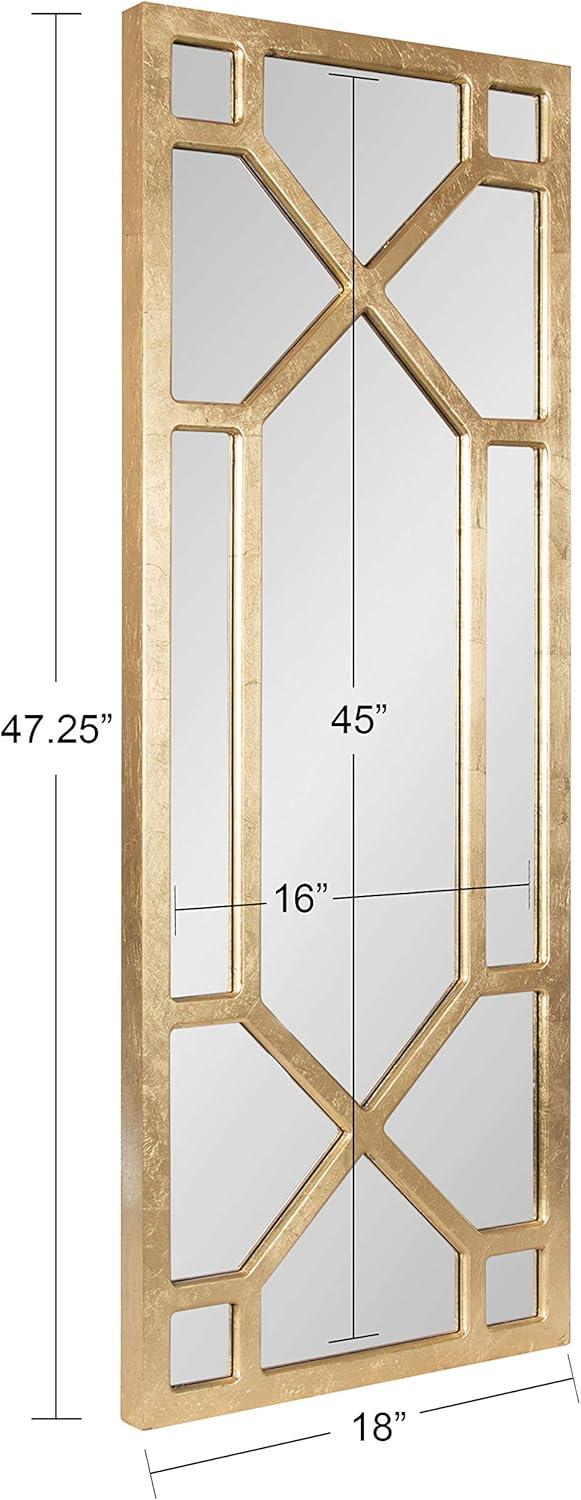 Vanderford Gold Leaf Full-Length Rectangular Wooden Wall Mirror