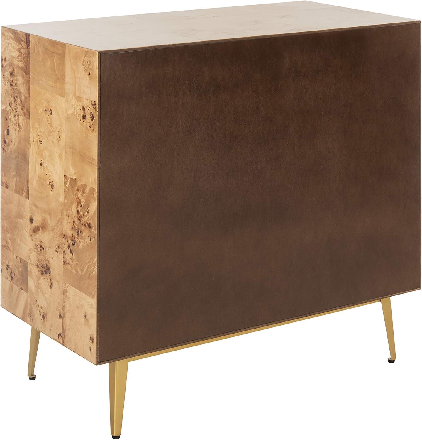 Katia 32" Natural Wood and Gold 3-Drawer Chest