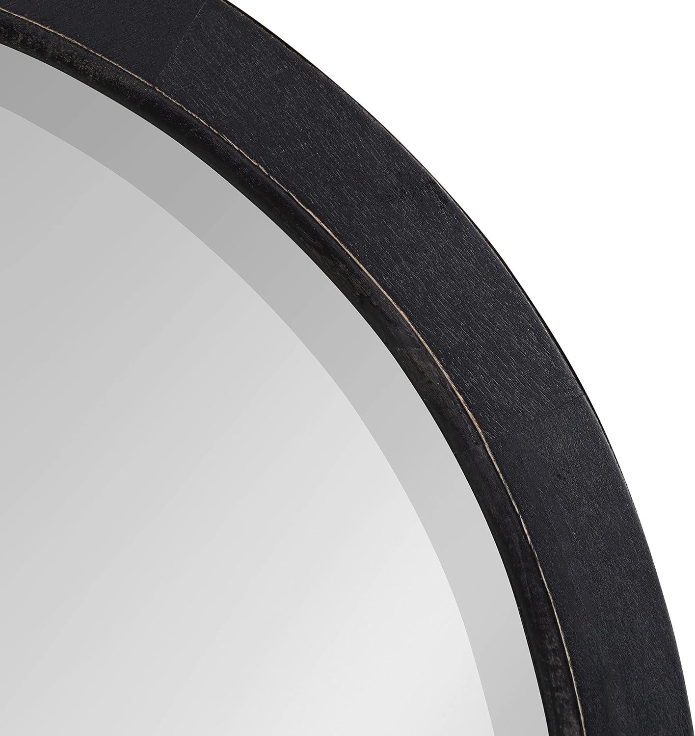 18" x 18" Hogan Round Framed Decorative Wall Mirror Black - Kate & Laurel All Things Decor: Modern Farmhouse Style, Solid Wood