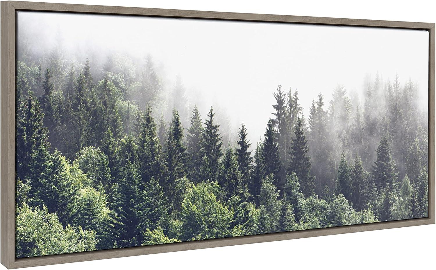 Kate and Laurel Sylvie Lush Green Forest On A Foggy Day Framed Canvas by The Creative Bunch Studio