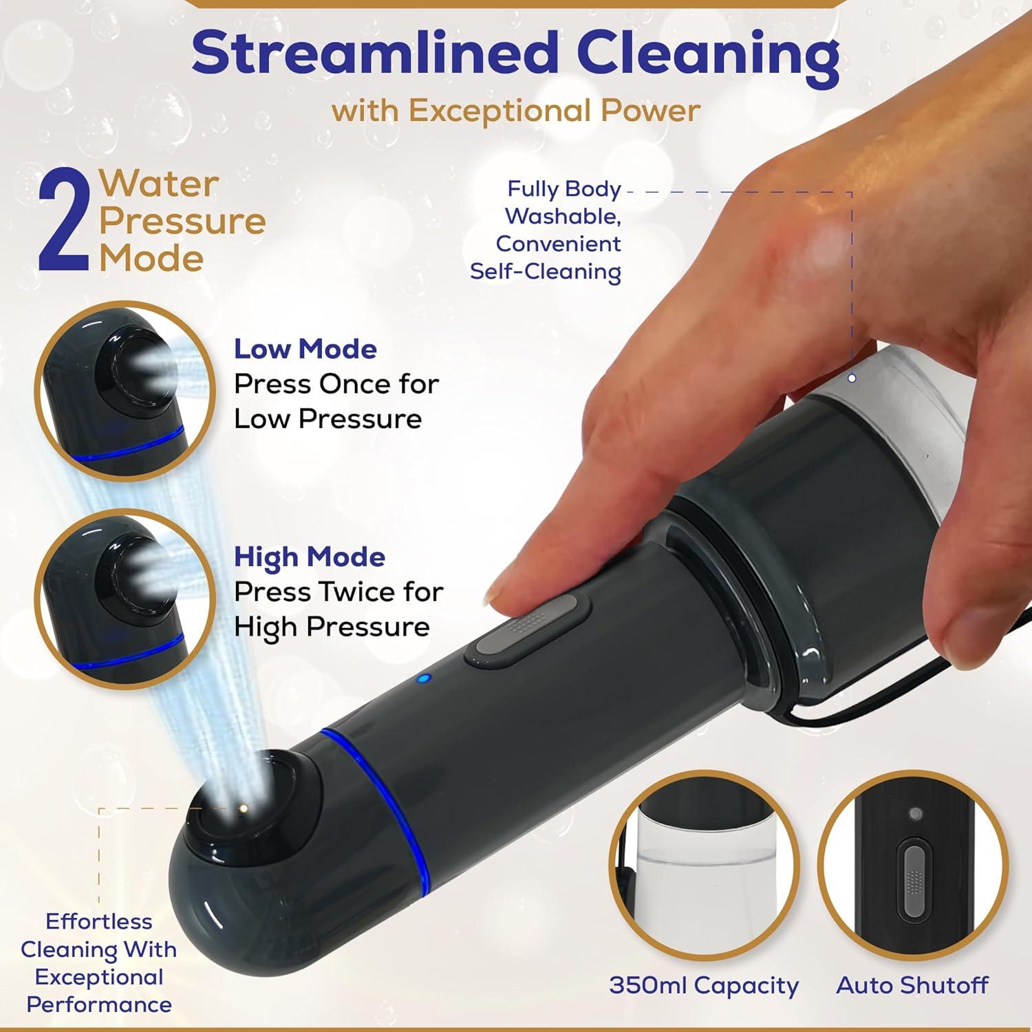 BIDET BUDDY® LuxeJet V2 Portable Bidet for Travel | 300ml/min Flow | 450mAh Battery | 350ML Bottle | IPX7 Waterproof | USB-C Charging | The New & Improved LuxeJet for 2025 with Soft Pressure