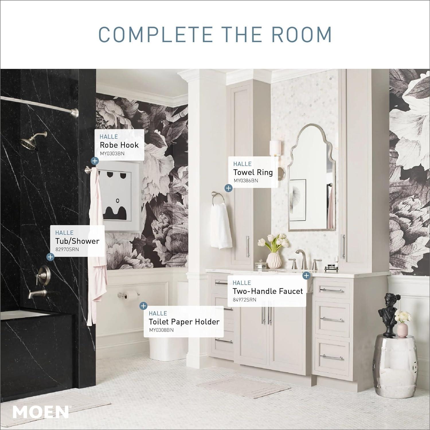 Moen Halle Brushed Nickel Moen MY0318BN Halle 18-inch Single Towel Bar, MY0318BN