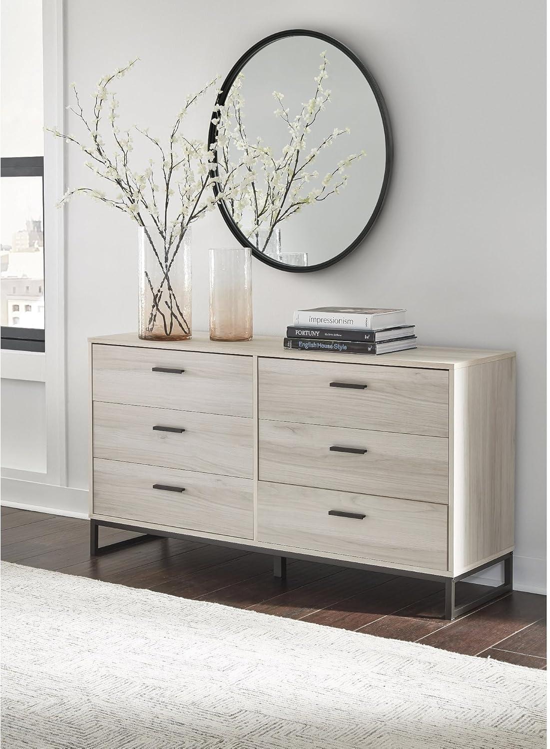 Signature Design by Ashley Contemporary Socalle 6 Drawer Dresser, Light Natural