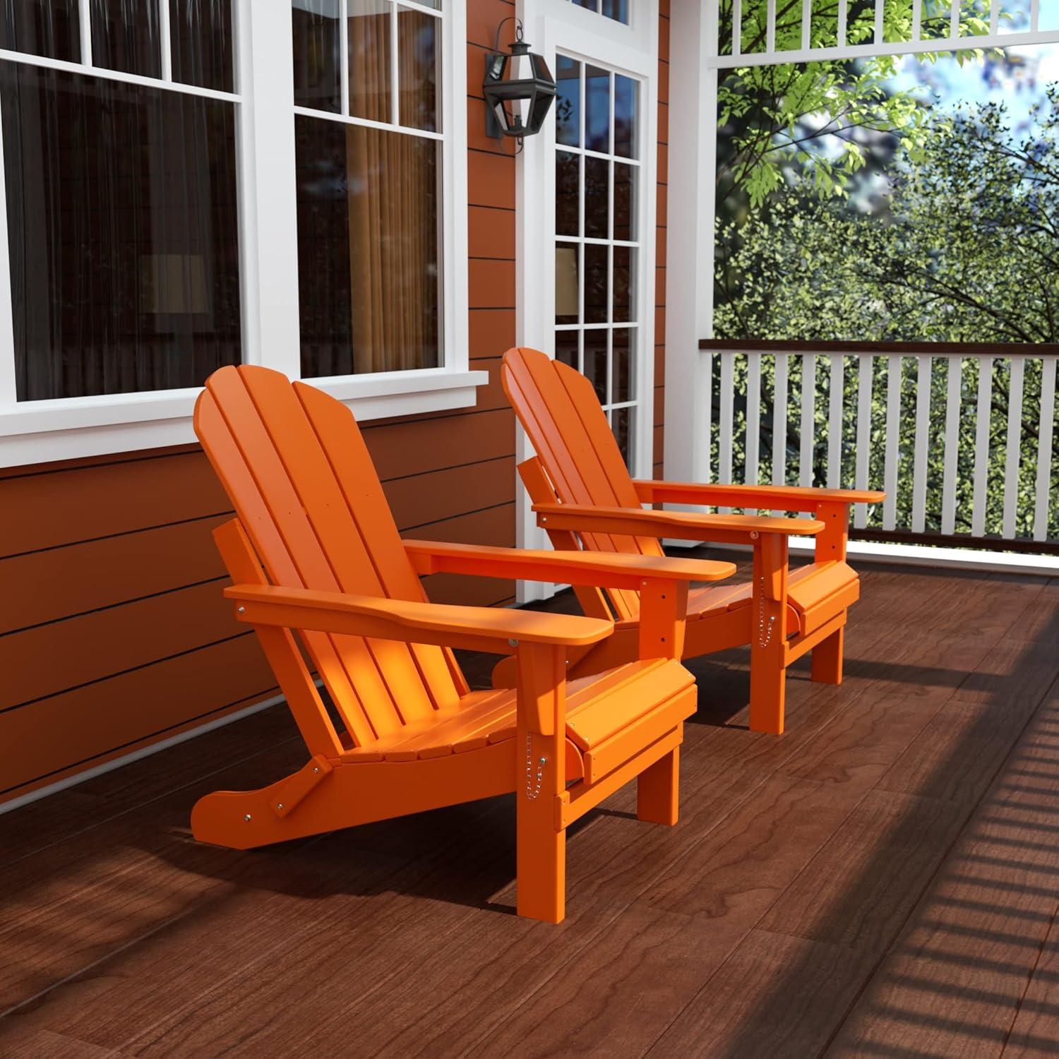 Westin Outdoor Braxton Folding Plastic Adirondack Chair (Set of 2), Orange