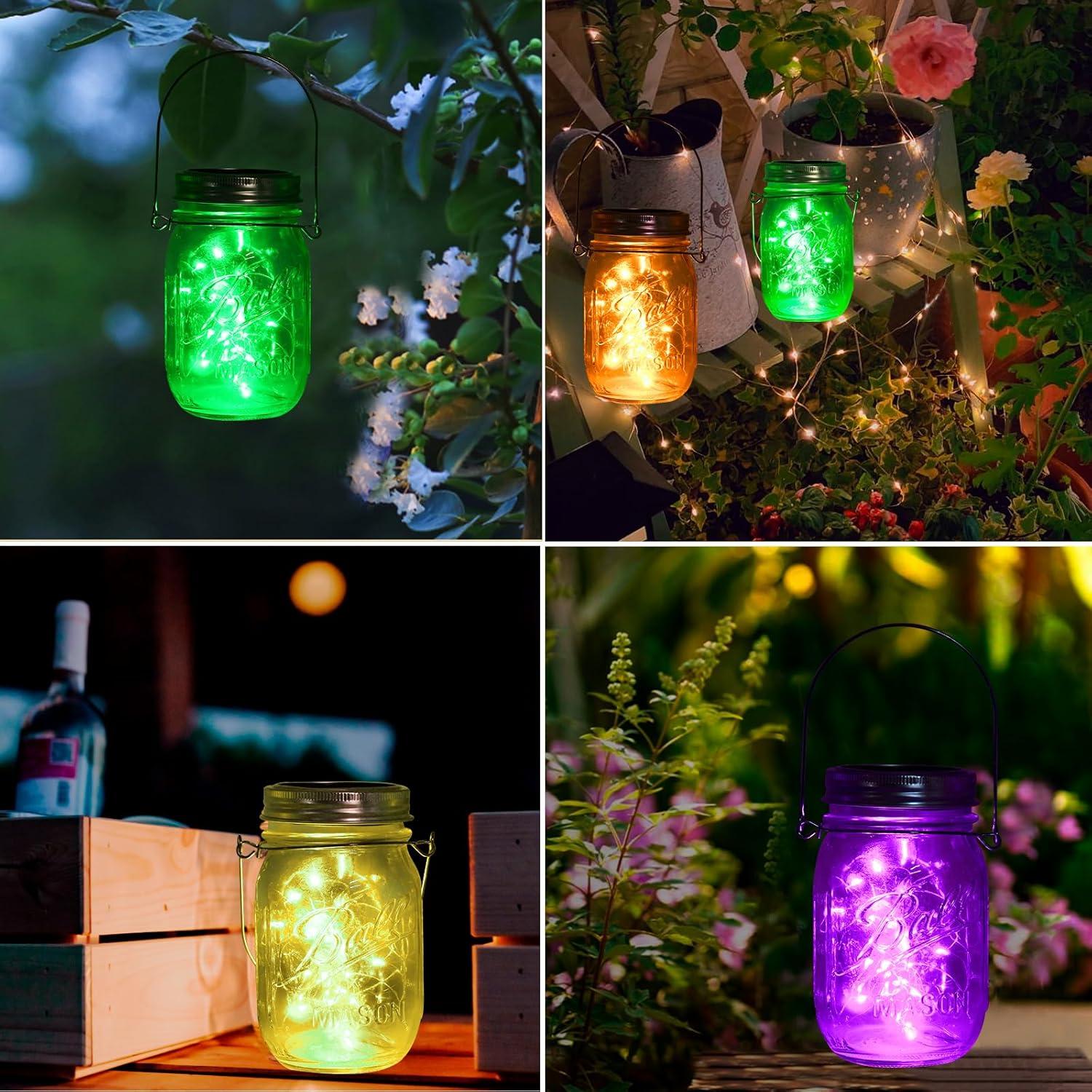 ZNYCYE Mason Jar Solar Lights for Outside, 12 Pack 30 LED Fairy Firefly Lights Mason Jar Solar Lids Outdoor Waterproof String Lights with Hangers(NO JARS) for Patio Garden Yard Lawn Decor - Warm White