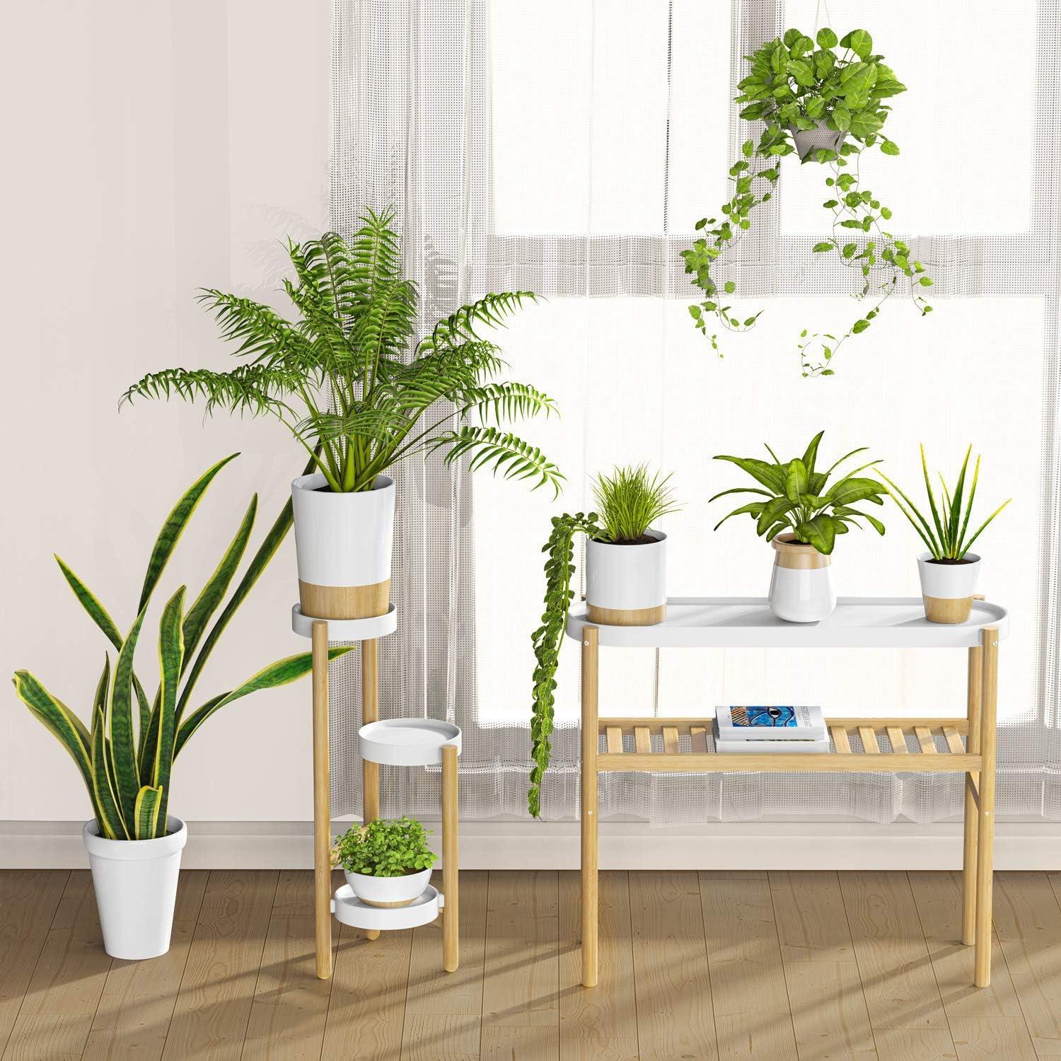 Corner Plant Stand Indoor, 3 Tier Tall Bamboo Plant Stand Holder & Plant Shelf Display Rack for Indoor Home Decor (3 Tier Stand)