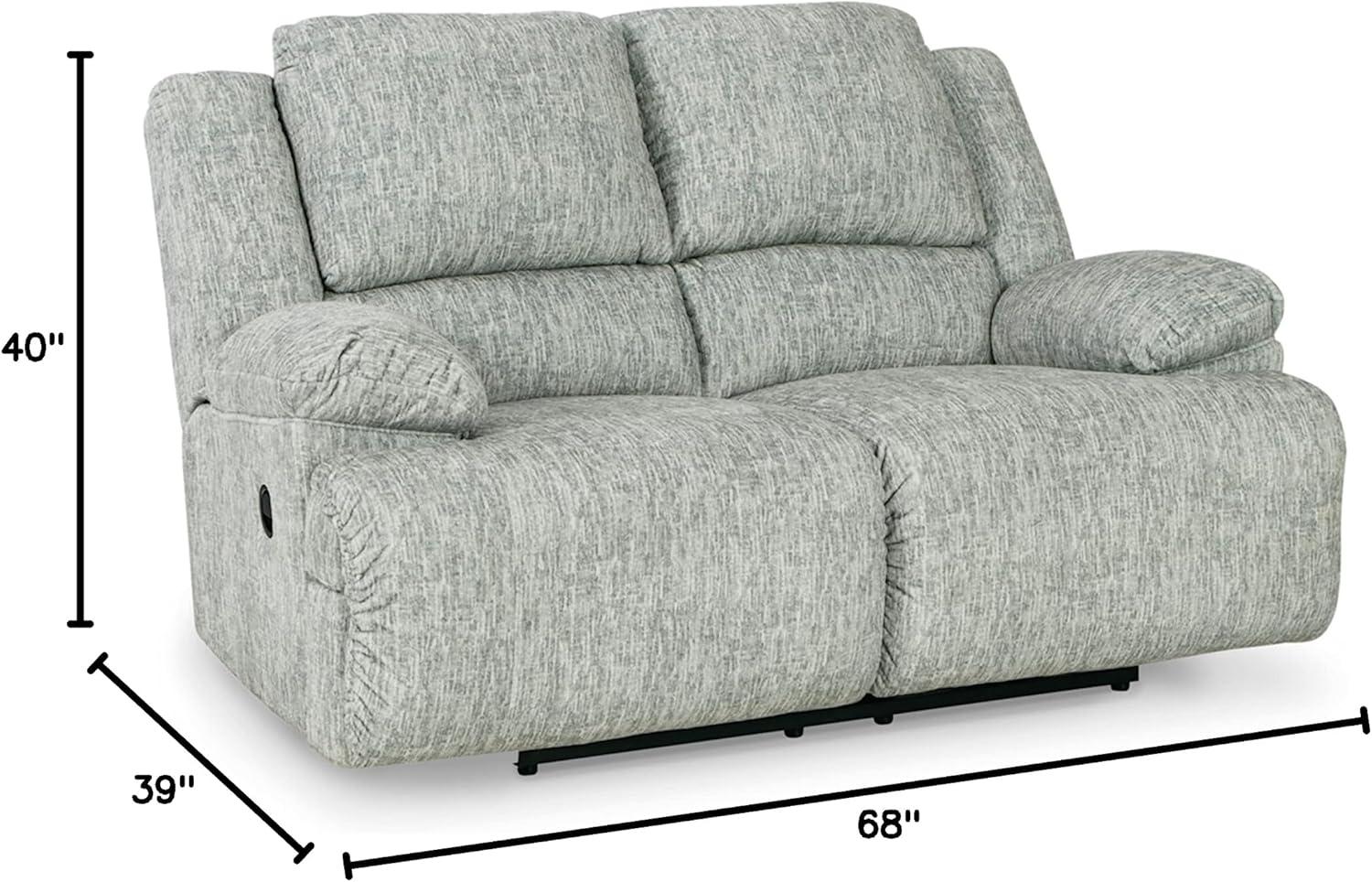 Contemporary Gray Fabric Reclining Loveseat with Cup Holder