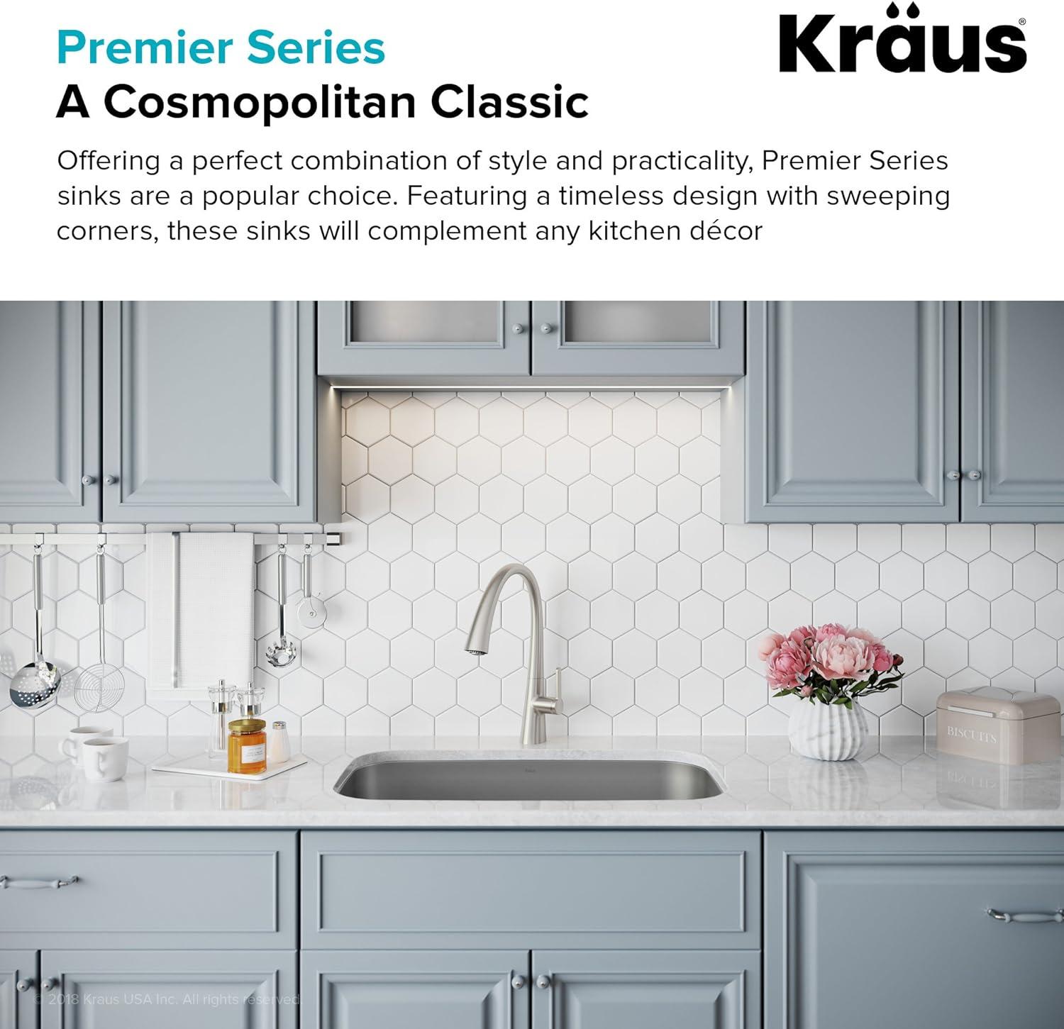 Kraus Premier 31.5-inch 16 Gauge Undermount Kitchen Sink with Waste Guard™ Garbage Disposal