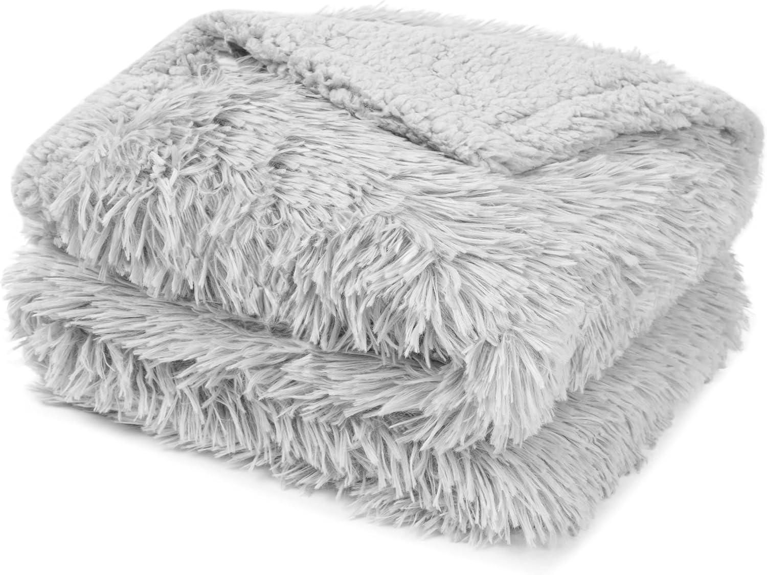 PetAmi Waterproof Dog Blanket For Small Medium Dog, Puppy Pet Blanket Couch Cover Protection, Sherpa Fleece Fuzzy Cat Blanket Throw Sofa Bed Furniture Protector Reversible Soft Fluffy 29x40 Light Gray