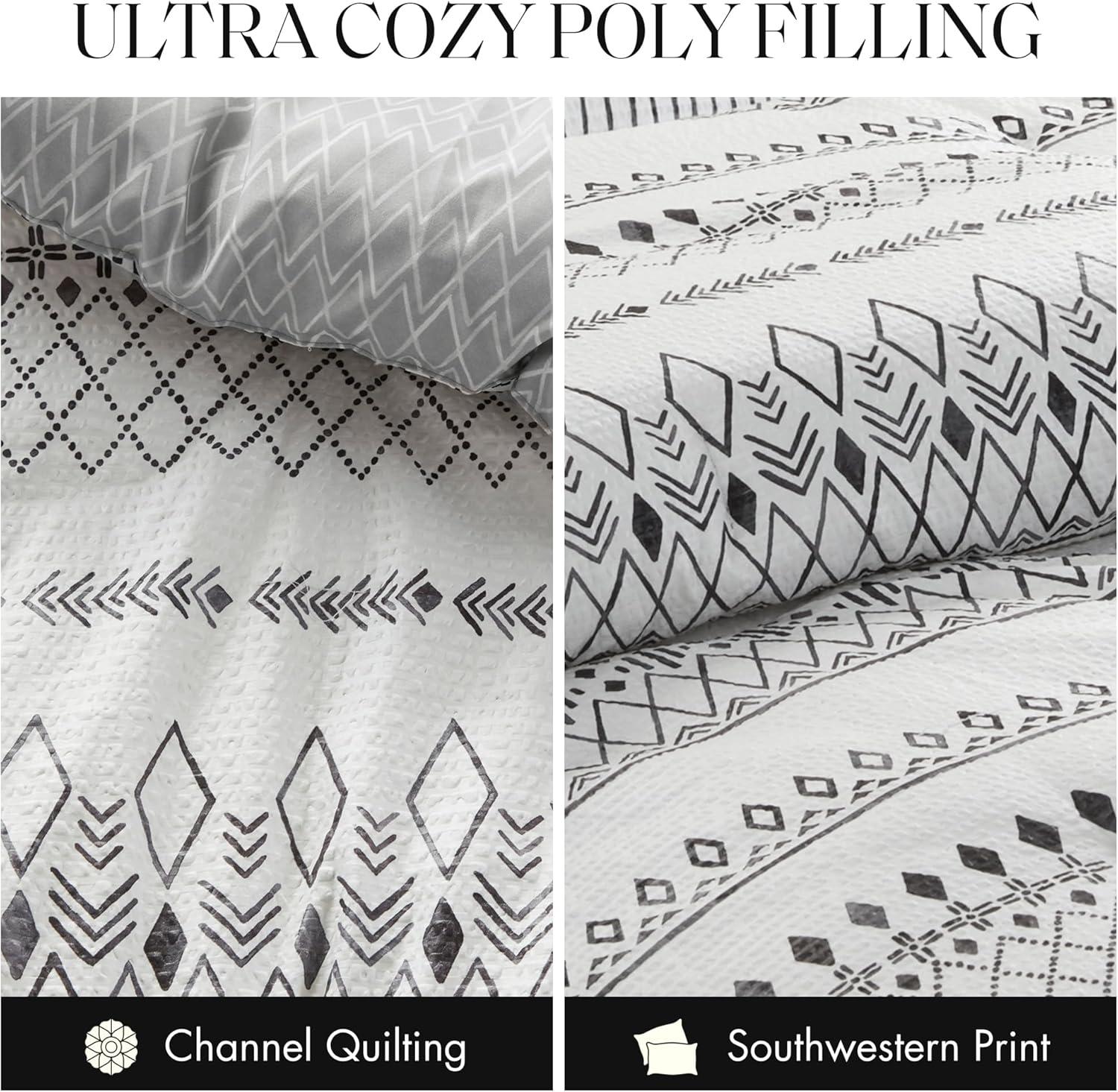 Madison Park Fraser 5 Piece Printed Seersucker Comforter Set with Throw Pillows