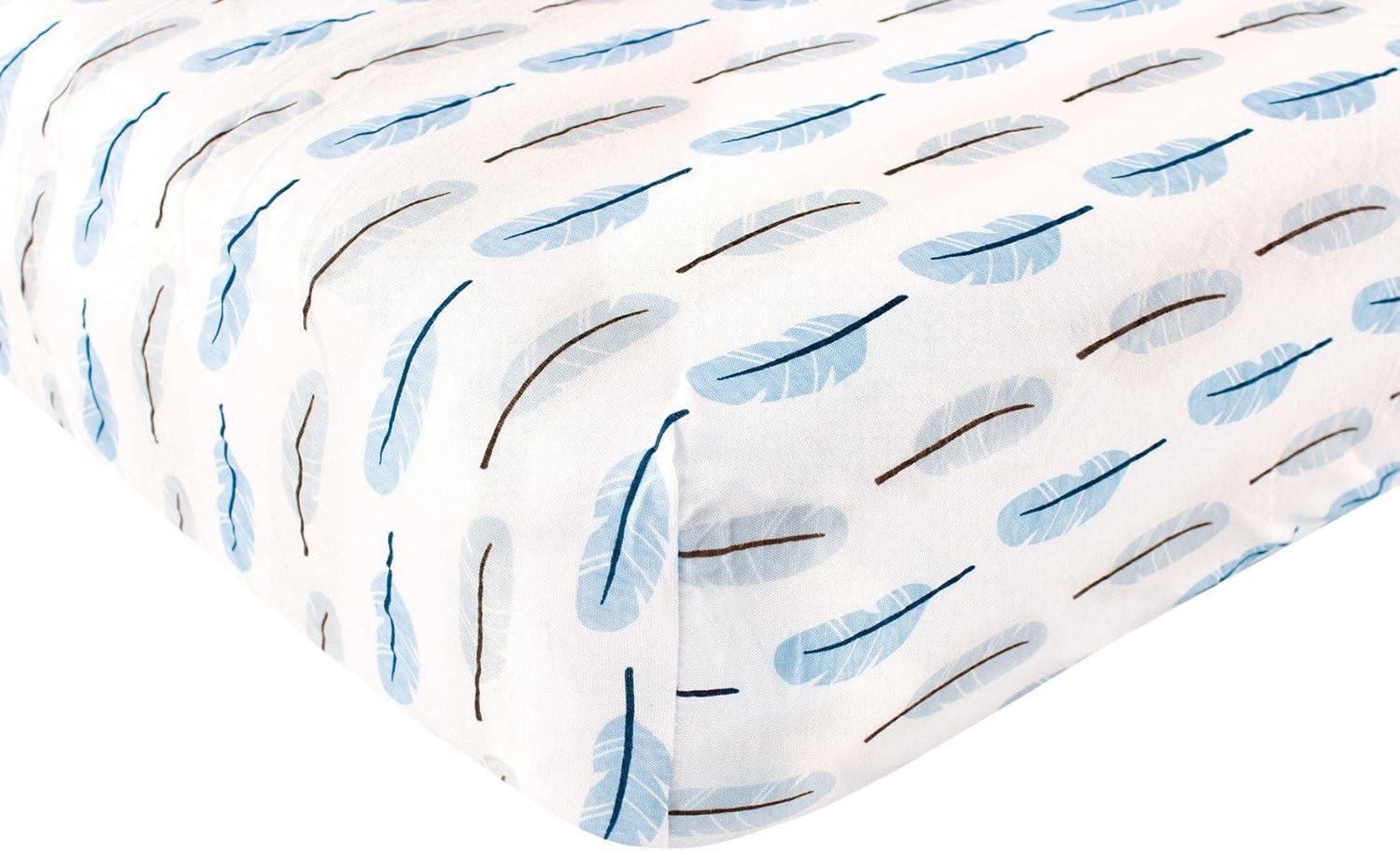 Touched by Nature Baby Boy Organic Cotton Crib Sheet, Feather, One Size