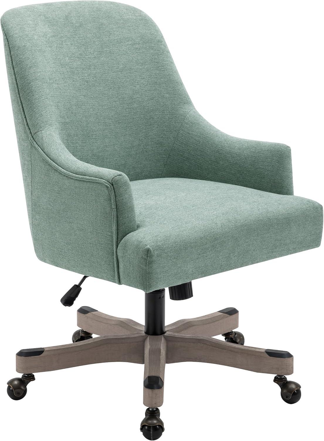 Mint Fabric High Back Swivel Office Chair with Wood Base