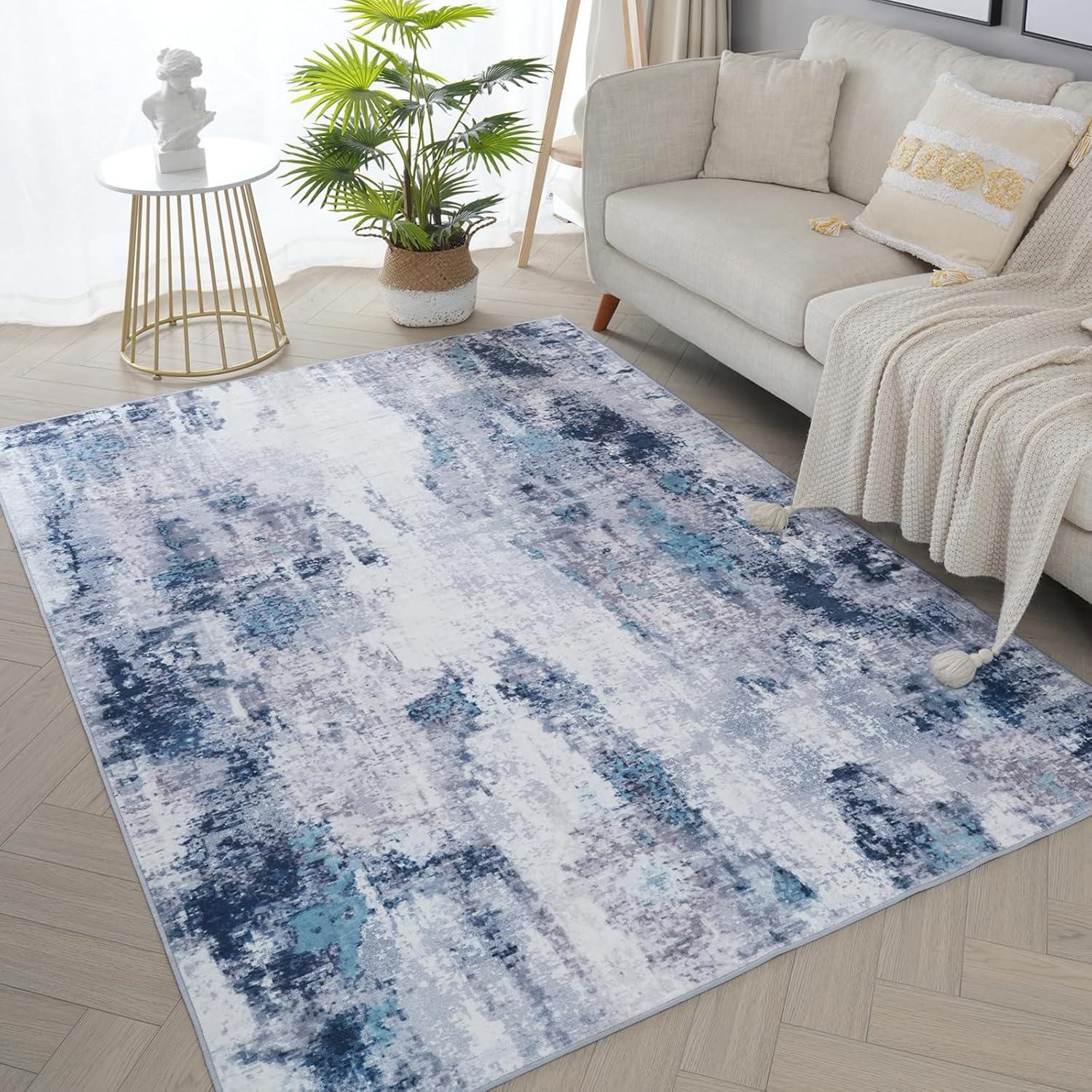 Faitaliicy Washable Rug Chenille Throw Rugs Contemporary Kitchen Carpet Indoor Foldable Accent Rug for Living Room Bedroom Dining Room