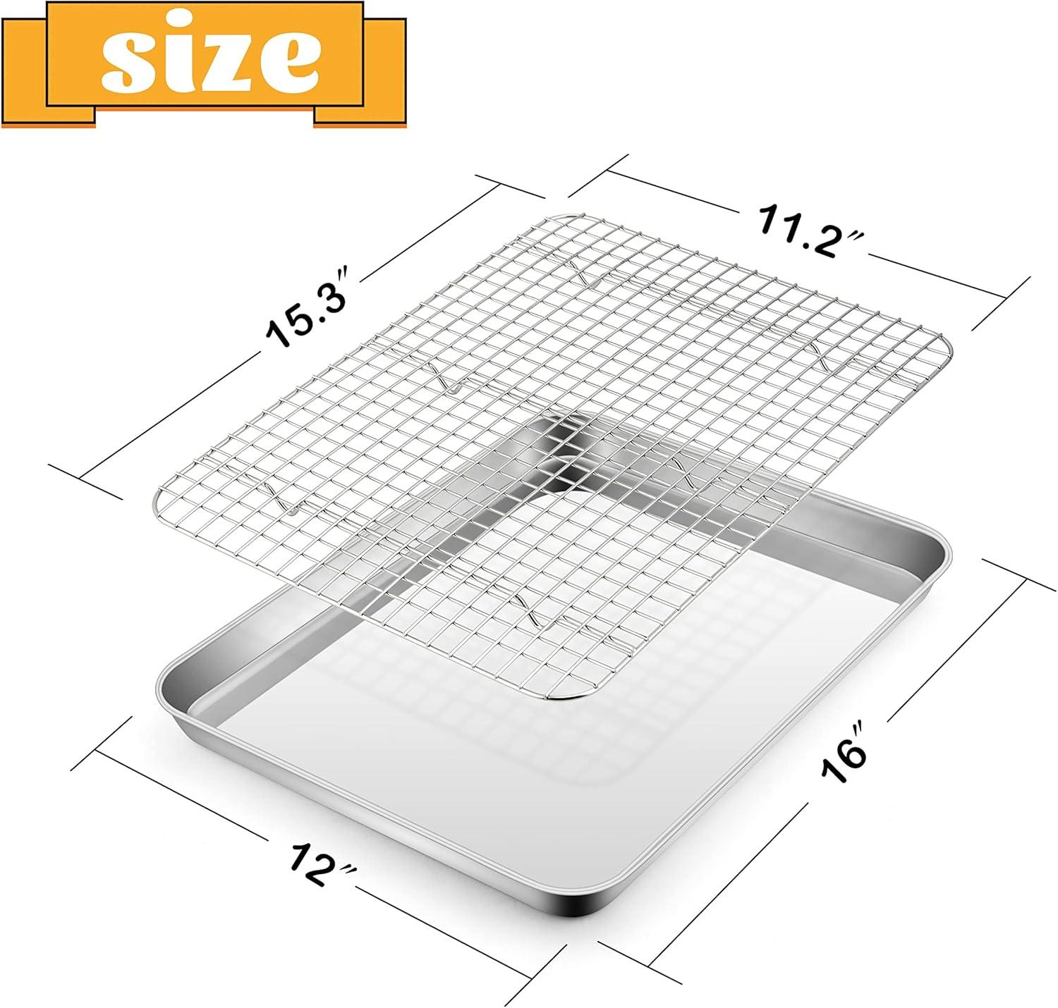 Stainless Steel Baking Sheet and Cooling Rack Set with Aluminum