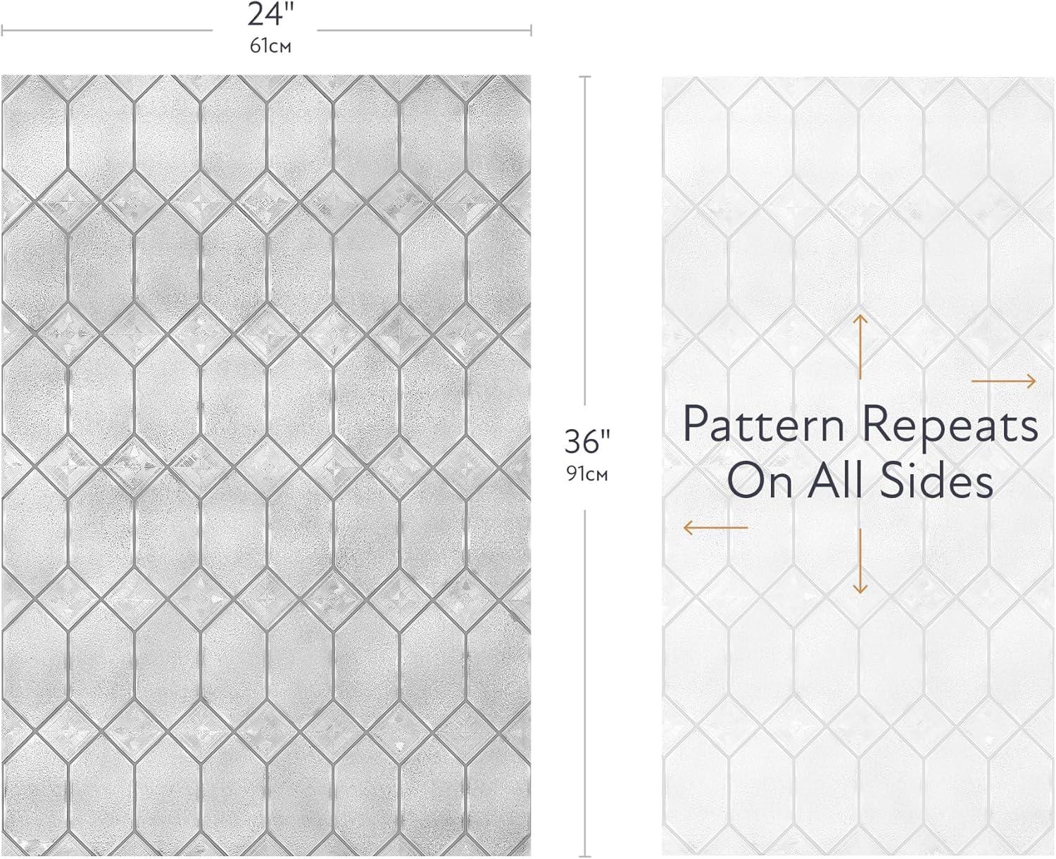 24" x 36" Old English Window Film - Artscape: Vinyl Privacy Film, Frosted Pattern, Adhesive-Free Clings