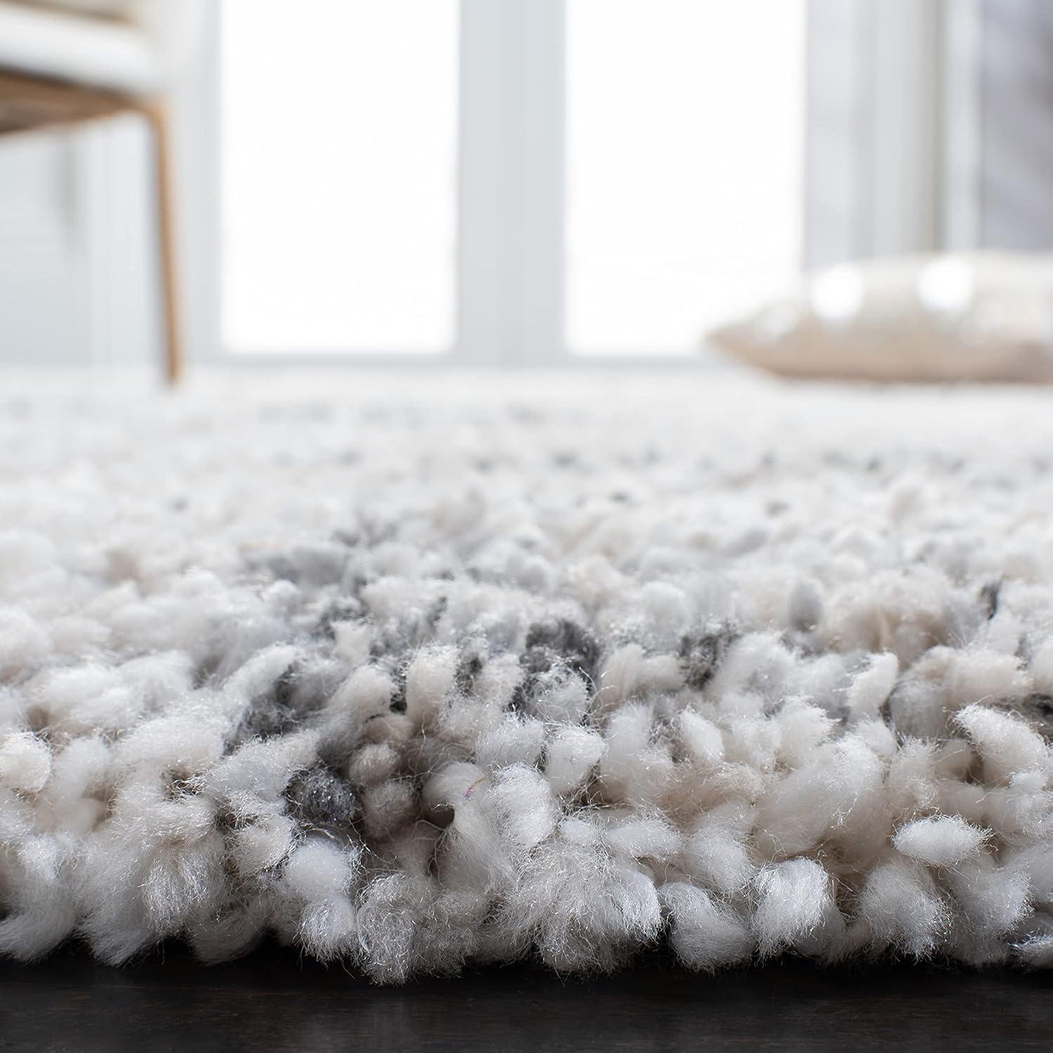 Fontana Shag FNT855 Power Loomed Area Rug - Ivory/Grey - 5'3"x5'3" - Safavieh.