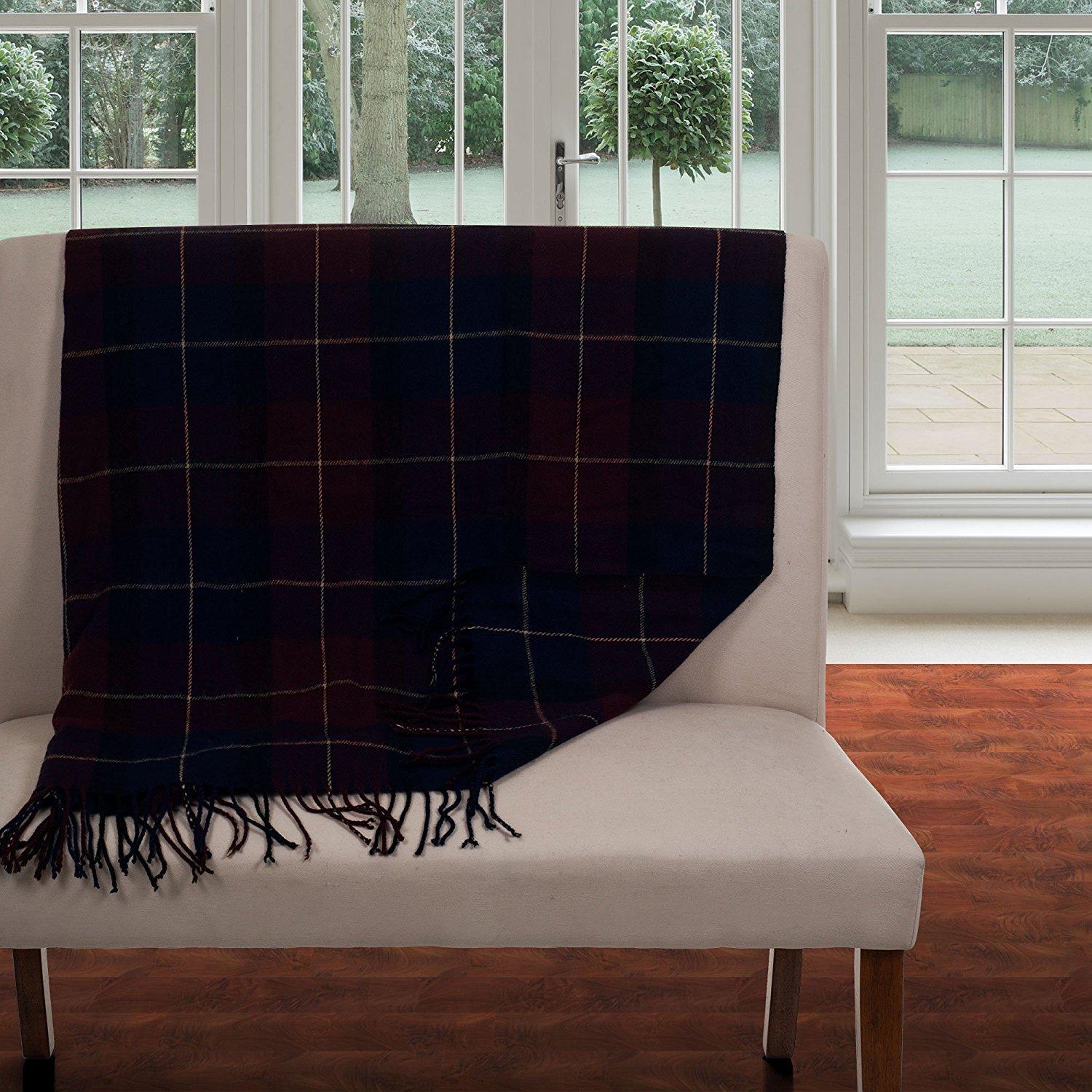 Lavish Home Throw Blanket – 50x60 Soft Cashmere-Like Acrylic, Machine-Washable and Lightweight Decorative Throw Blanket for Bed, Sofa, or Chair - (Blue & Red Plaid)