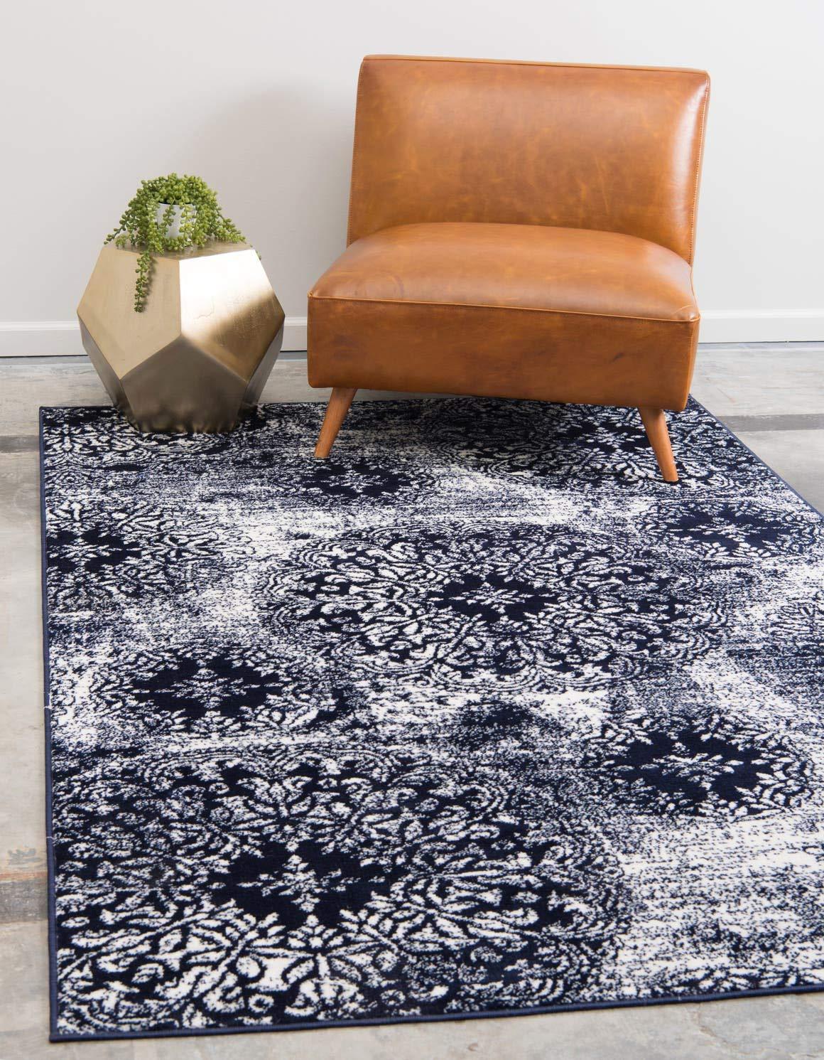 Unique Loom 4' 0 x 6' 0 Sofia Grand Navy Blue Area Rug