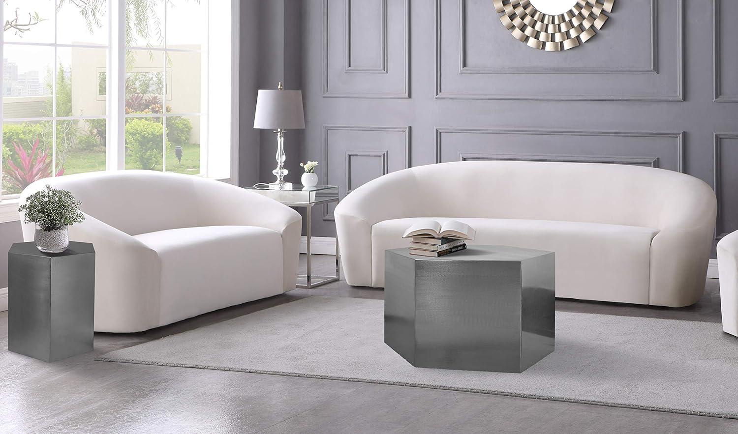 Hexagon Brushed Chrome Modular Coffee Table-Meridian Furniture