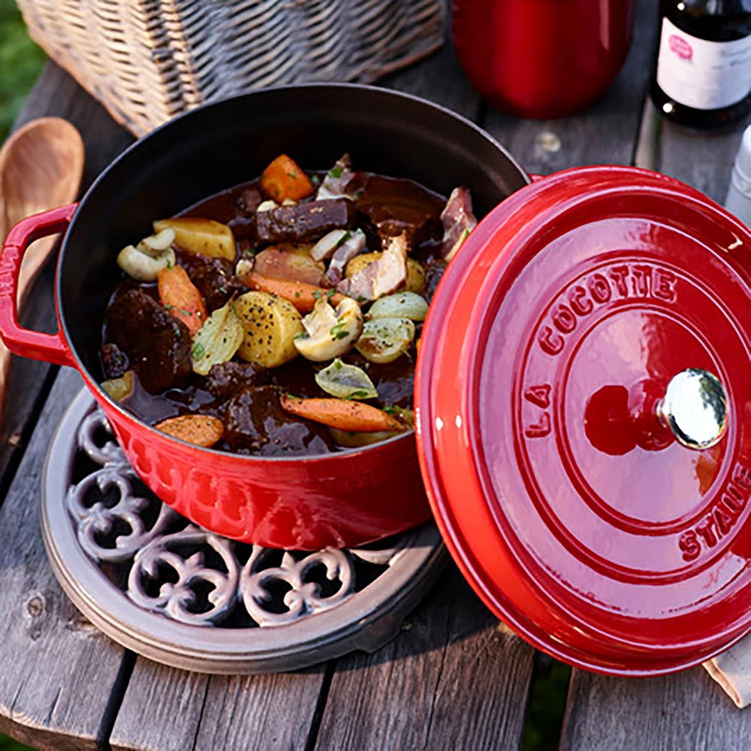 Cherry Red Enameled Cast Iron 5.5-qt Round Dutch Oven