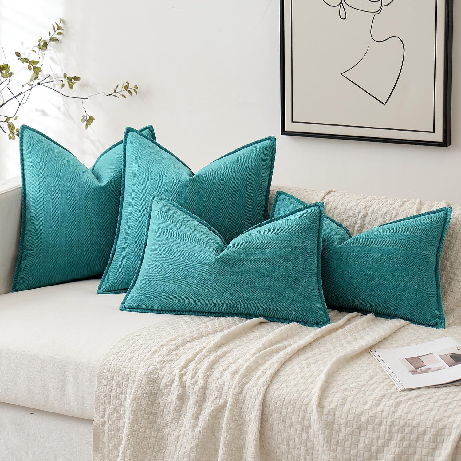 Teal Chenille 18x18 Euro Pillow Covers, Pack of 2