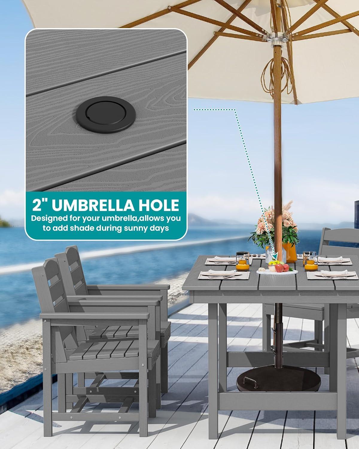 Mabry 5 Piece Patio Dining Set, Patio tables with 4 Chairs,Patio Furniture Sets Made of HDPE Materia and Metal Frame Reinforcement for Backyard, Porch, Lawn，Party and Garden,Gray