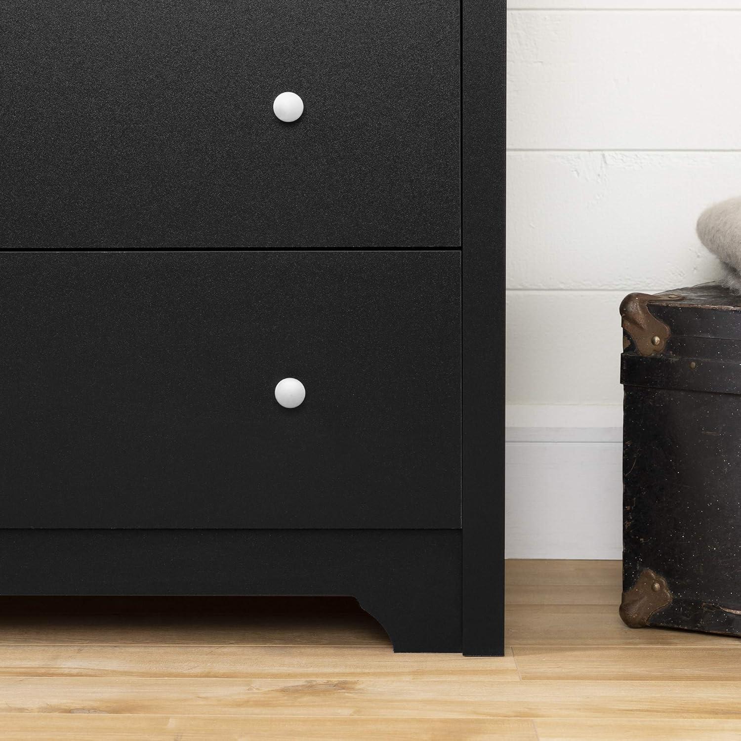 Black Double Nursery Dresser with Soft Close Drawers and Casters