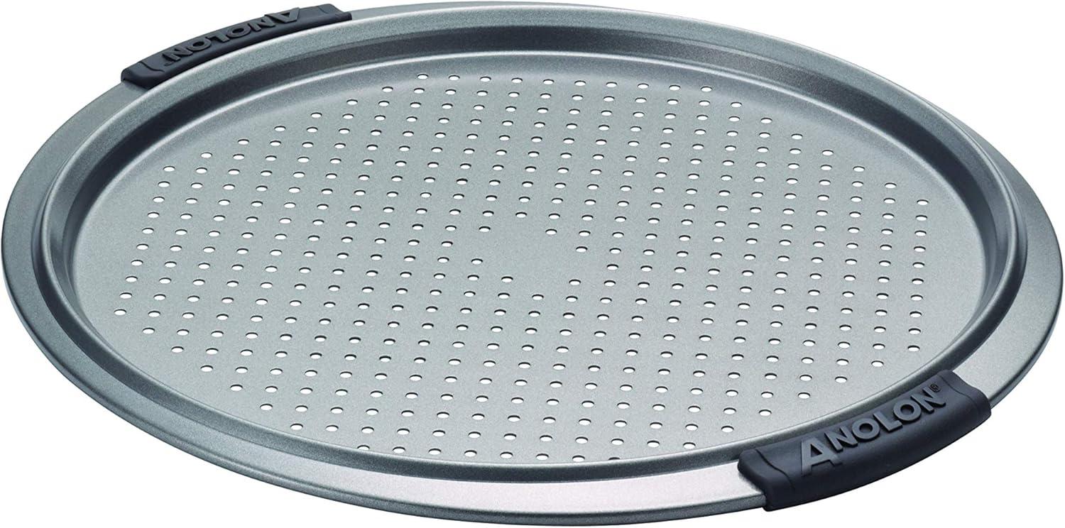 Anolon Advanced Nonstick Bakeware Round Perforated Pizza Pan, 13-Inch, Gray