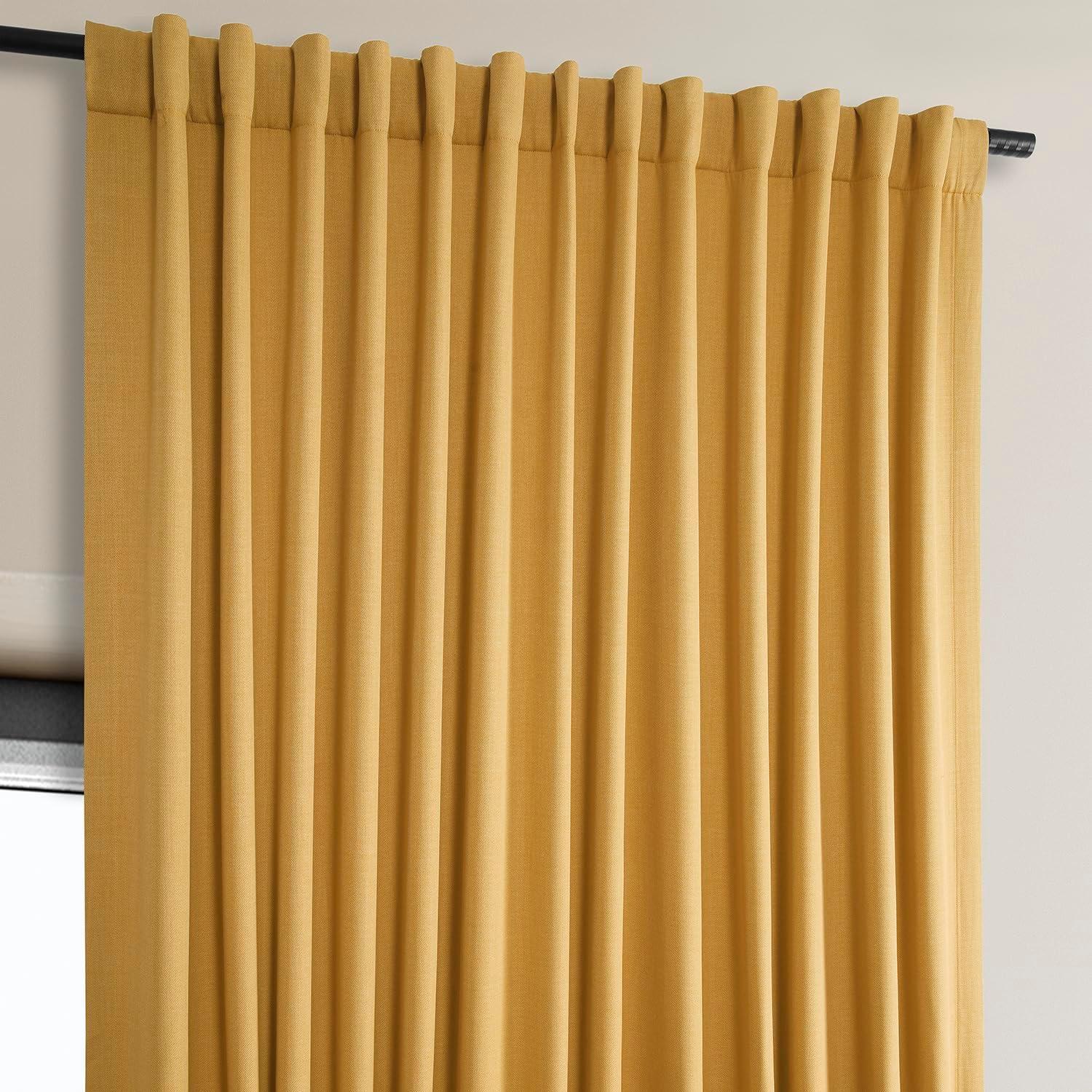 Ottis Textured Faux Linen Rod Pocket Room Darkening Curtains for Bedroom & Living Room Curtains - Single Panel Drapes
