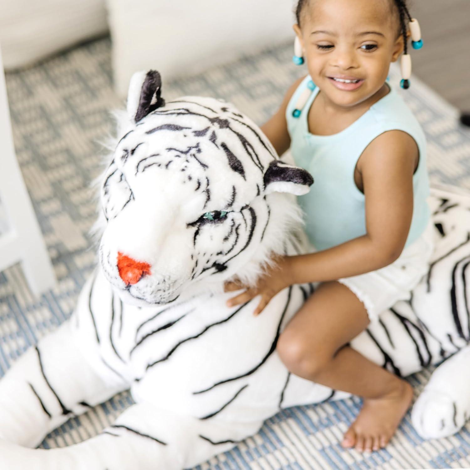 Melissa & Doug Giant Siberian White Tiger - Lifelike Stuffed Animal (over 5 feet long)