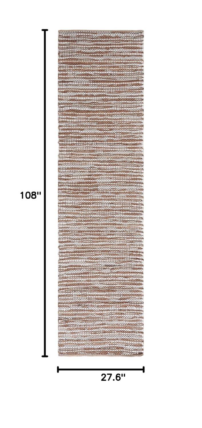 Vintage Leather VTL205 Hand Woven Runner Rug - Beige/Ivory - 2'3"x9' - Safavieh.