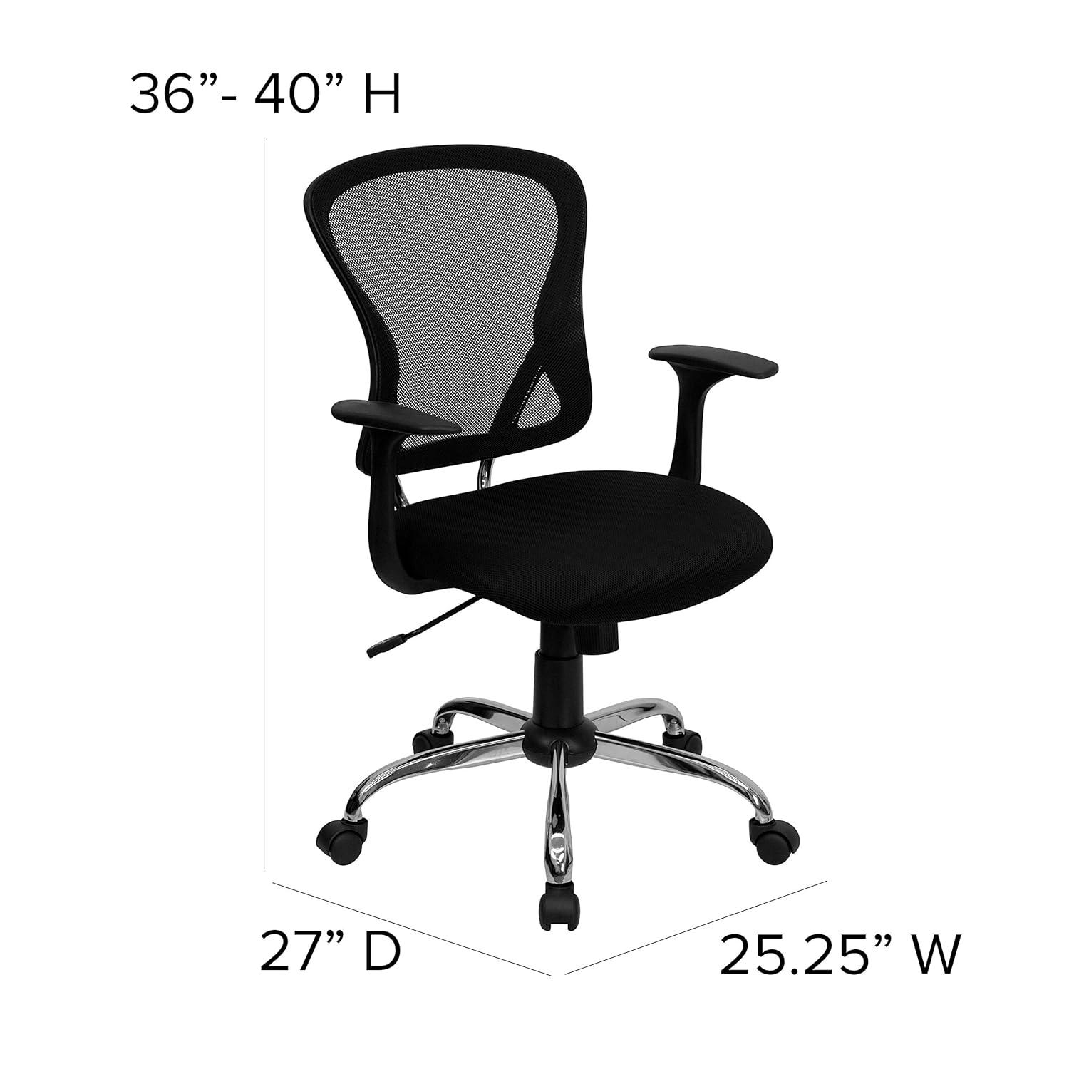 Flash Furniture Mid-Back Mesh Swivel Task Office Chair with Chrome Base and Arms