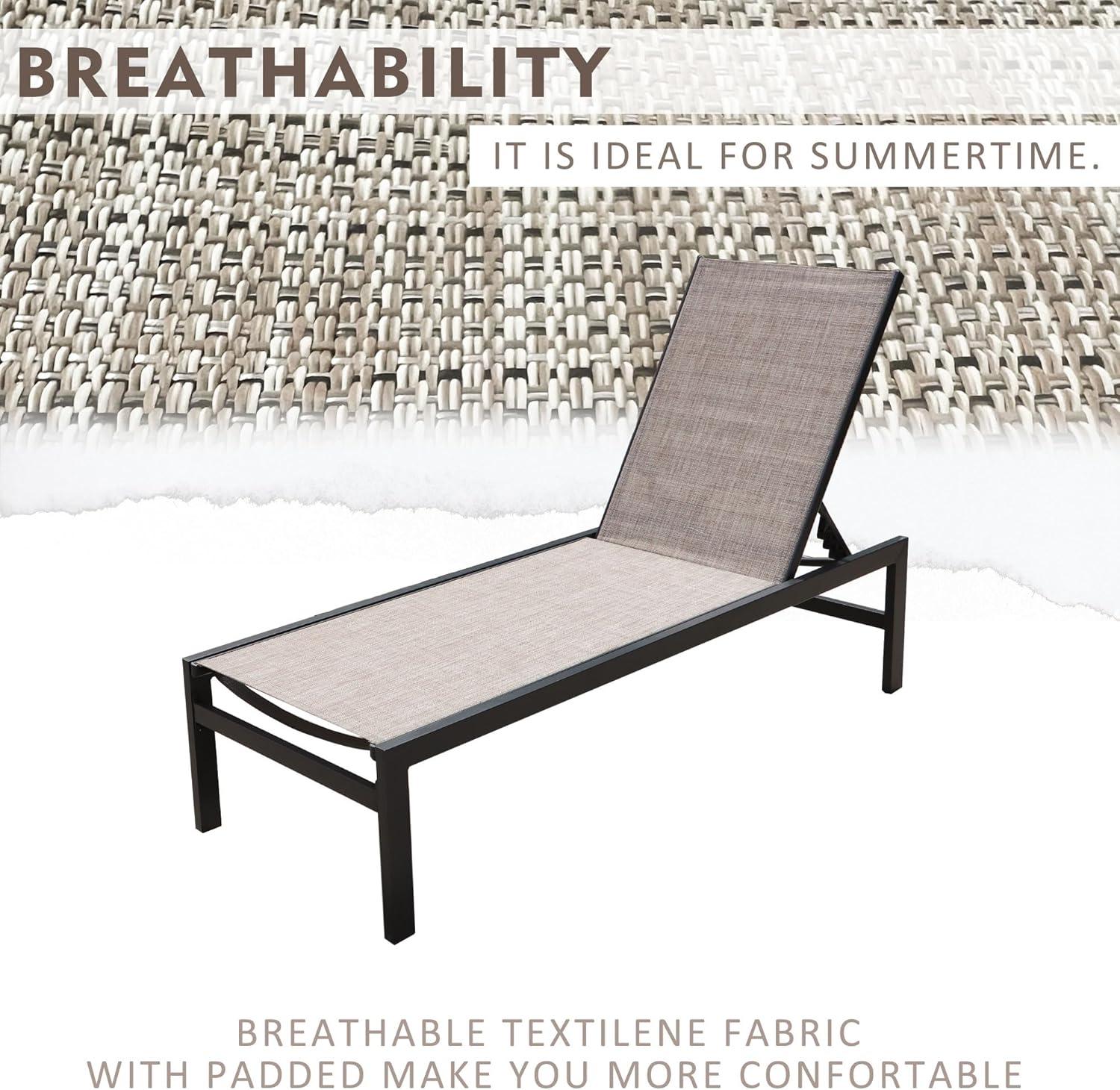 Kozyard 2 Packs Chaise Lounge Outdoor Aluminum Chaise Lounge Flat Comfortable Patio Chair
