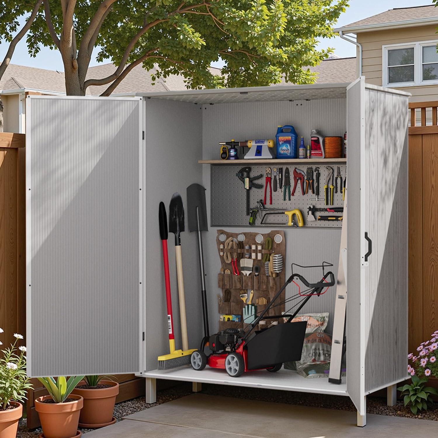 Patiowell 5' x 3' Plastic Outdoor Storage Shed with Lockable Door, for Patio Furniture, Pool Accessories and Tools, Dark Gray