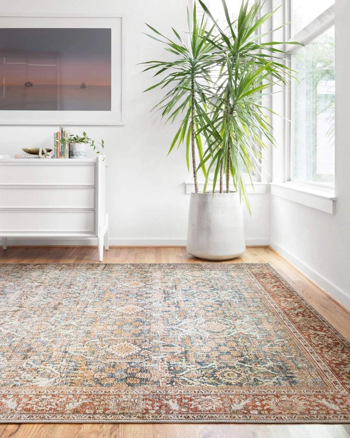 Layla Ocean and Rust Distressed Bohemian Area Rug