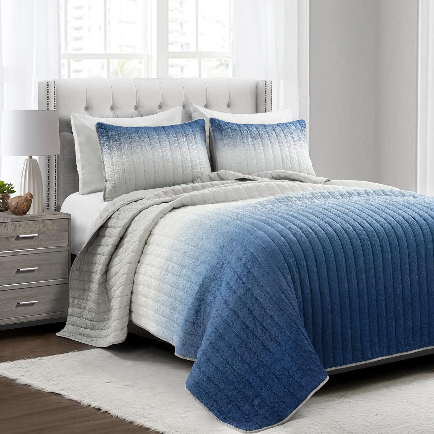 Lush Decor Crinkle Ombre Microfiber Quilt Set