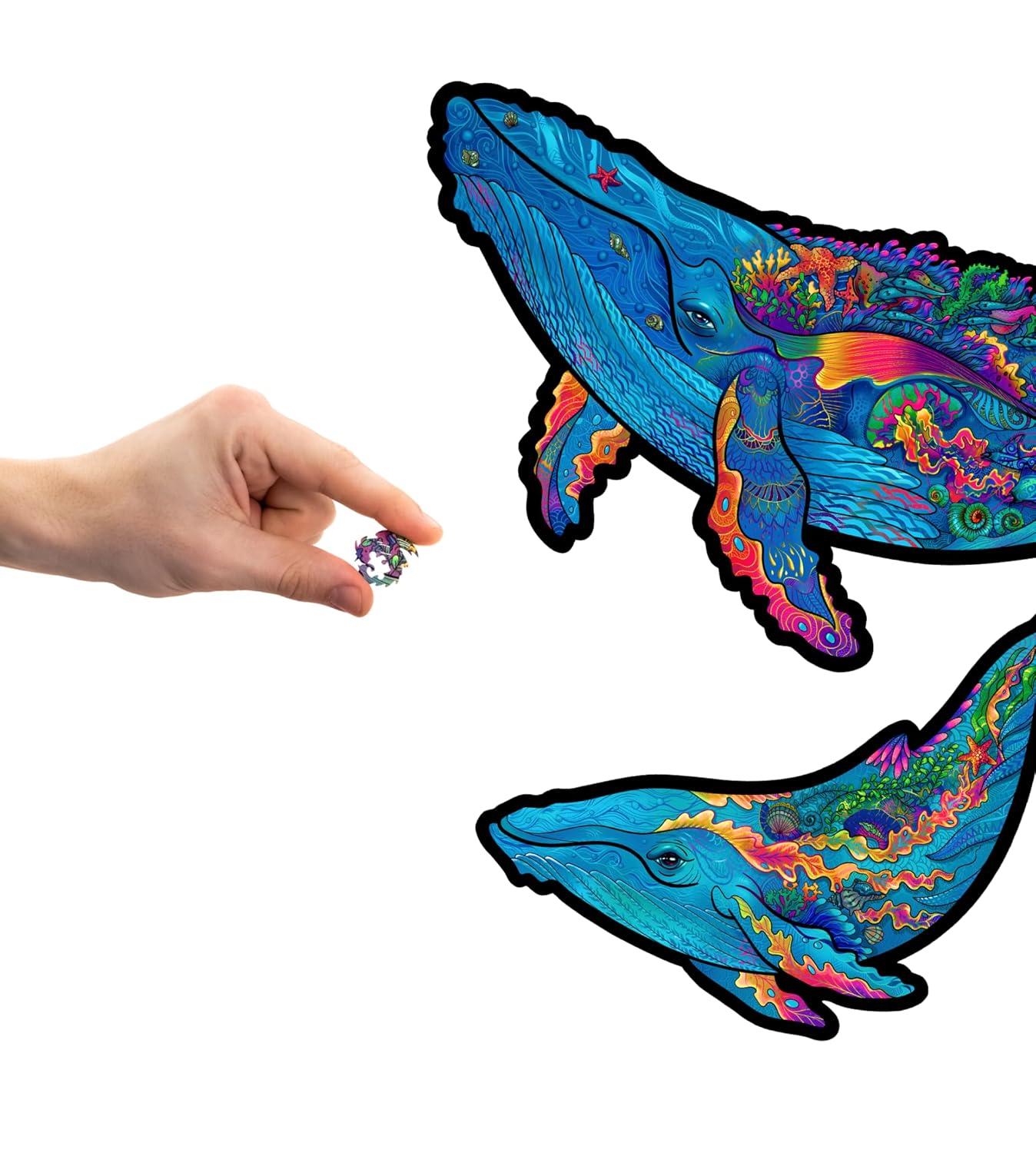 Unidragon Milky Whales 98 Piece Shaped Wooden Jigsaw Puzzle