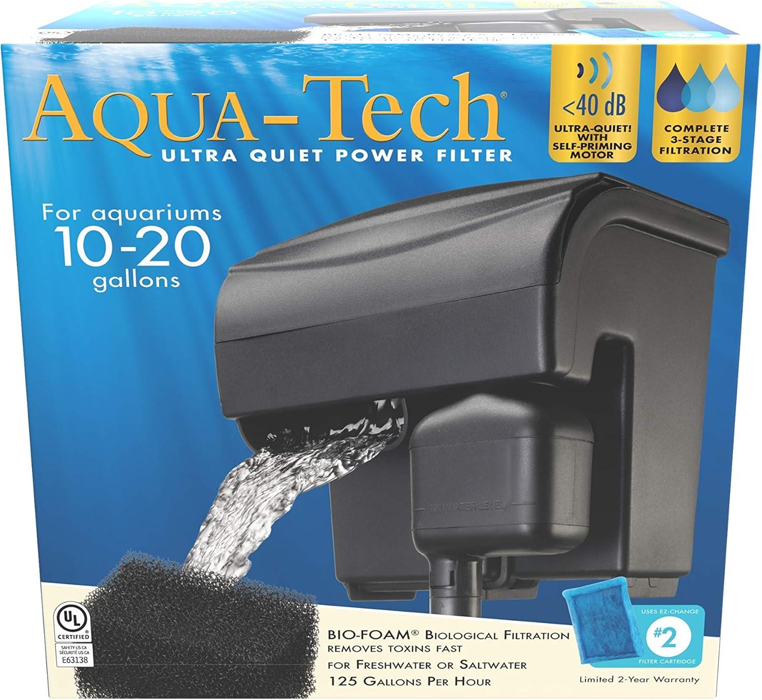 Aqua-Tech Ultra Quiet Power Filter, For Aquariums 10-20 Gallons