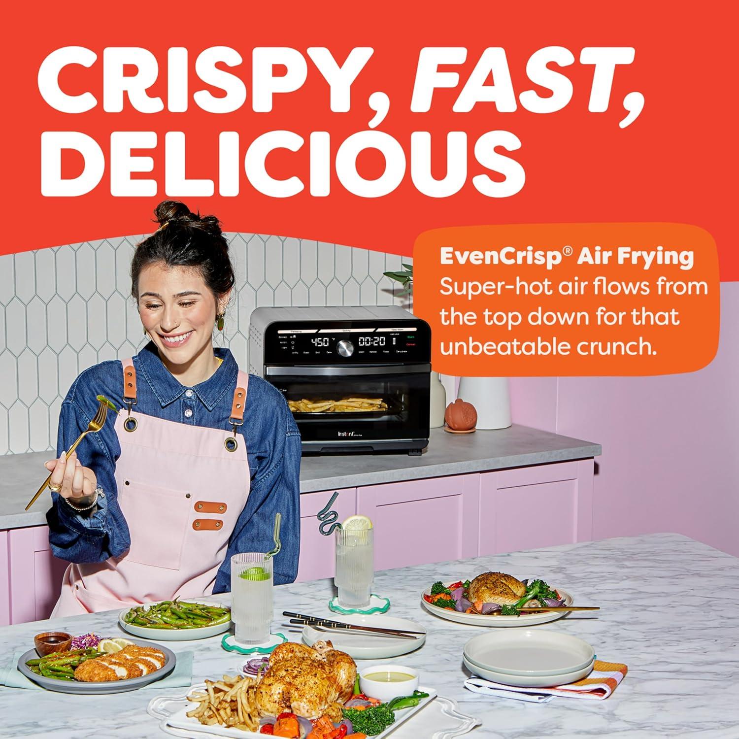 Instant Pot Omni Plus 18L Air Fryer Toaster Oven 10-in-1 Combo, Rotisserie Oven, Deep Fryer, Oil-less Mini Cooker, Convection Oven, Dehydrator, Roaster, Warmer, Reheater, Pizza Oven