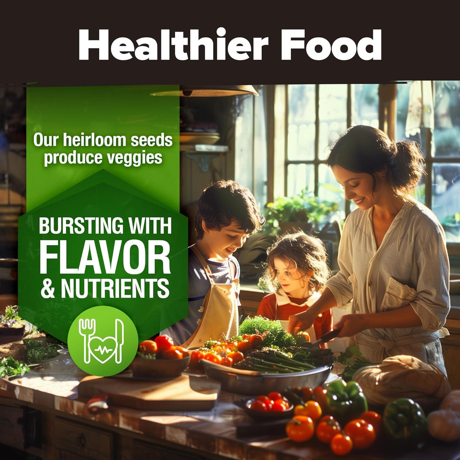 Heirloom Vegetable Seeds -10 Variety - Non GMO Vegetable Seeds For Planting Indoor or Outdoors, Brussel Sprouts, Carrots, Peppers, Cucumber, Kale, Romain, Peas, Radish, Tomato Seed - Home Garden Seeds