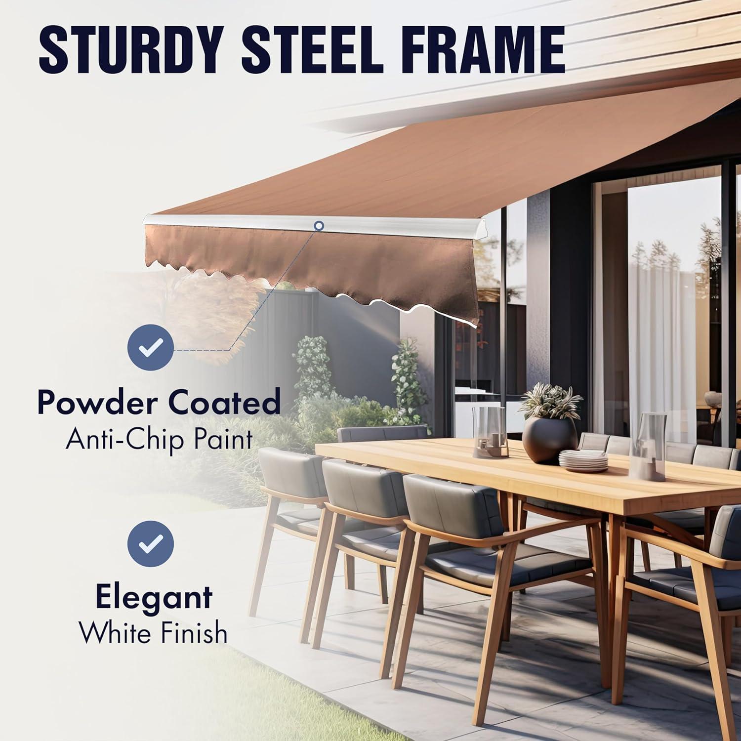 Motorized Retractable White Frame Patio Awning