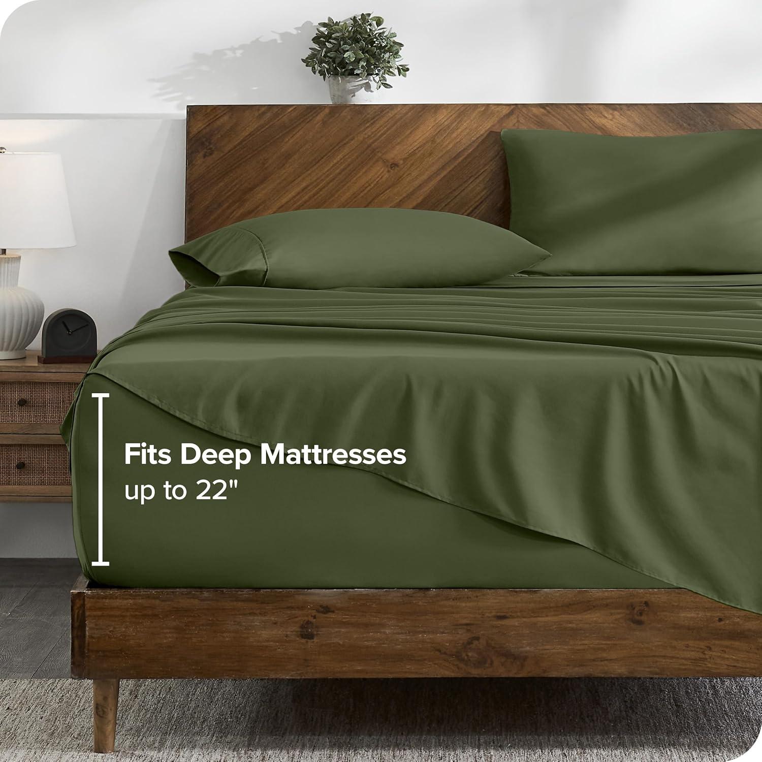 Queen Cypress 22 Inch Extra Deep Pocket Sheet Set, Double Brushed Microfiber Sheets by Bare Home