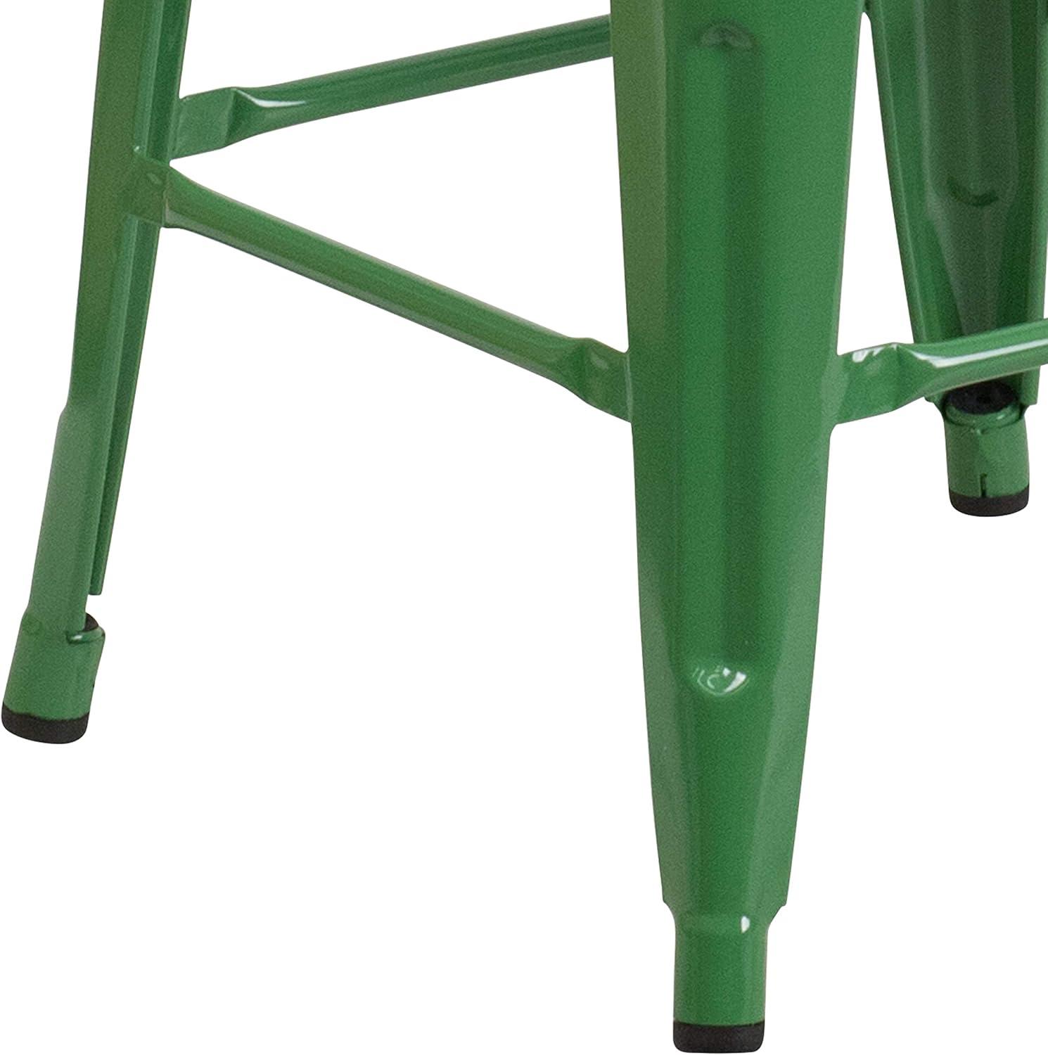 Flash Furniture Commercial Grade 30" High Backless Green Metal Indoor-Outdoor Barstool with Square Seat
