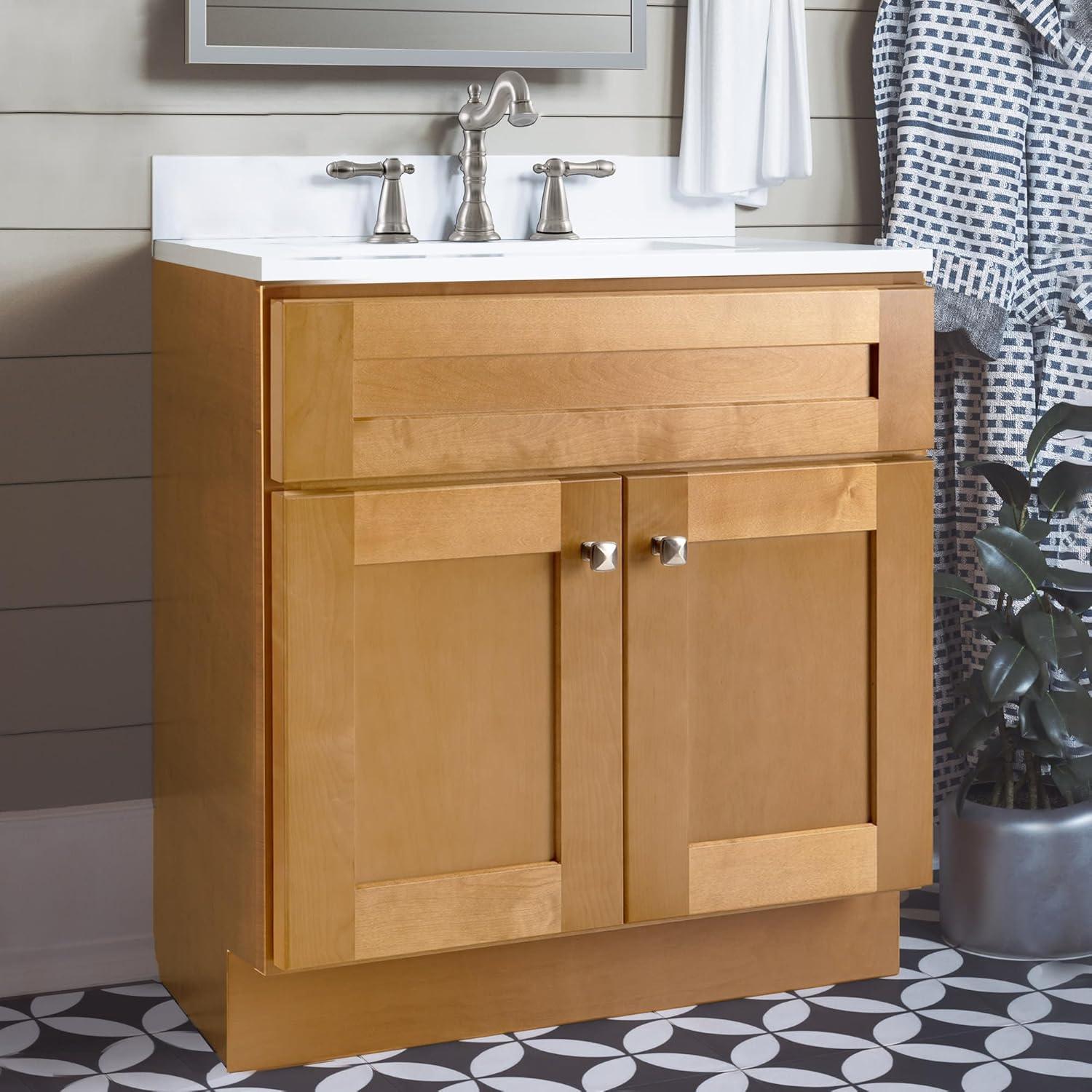 Design House 587121 Brookings 30x21 Unassembled Modern 2-Door Shaker Bathroom Vanity Cabinet Only, Modern Birch