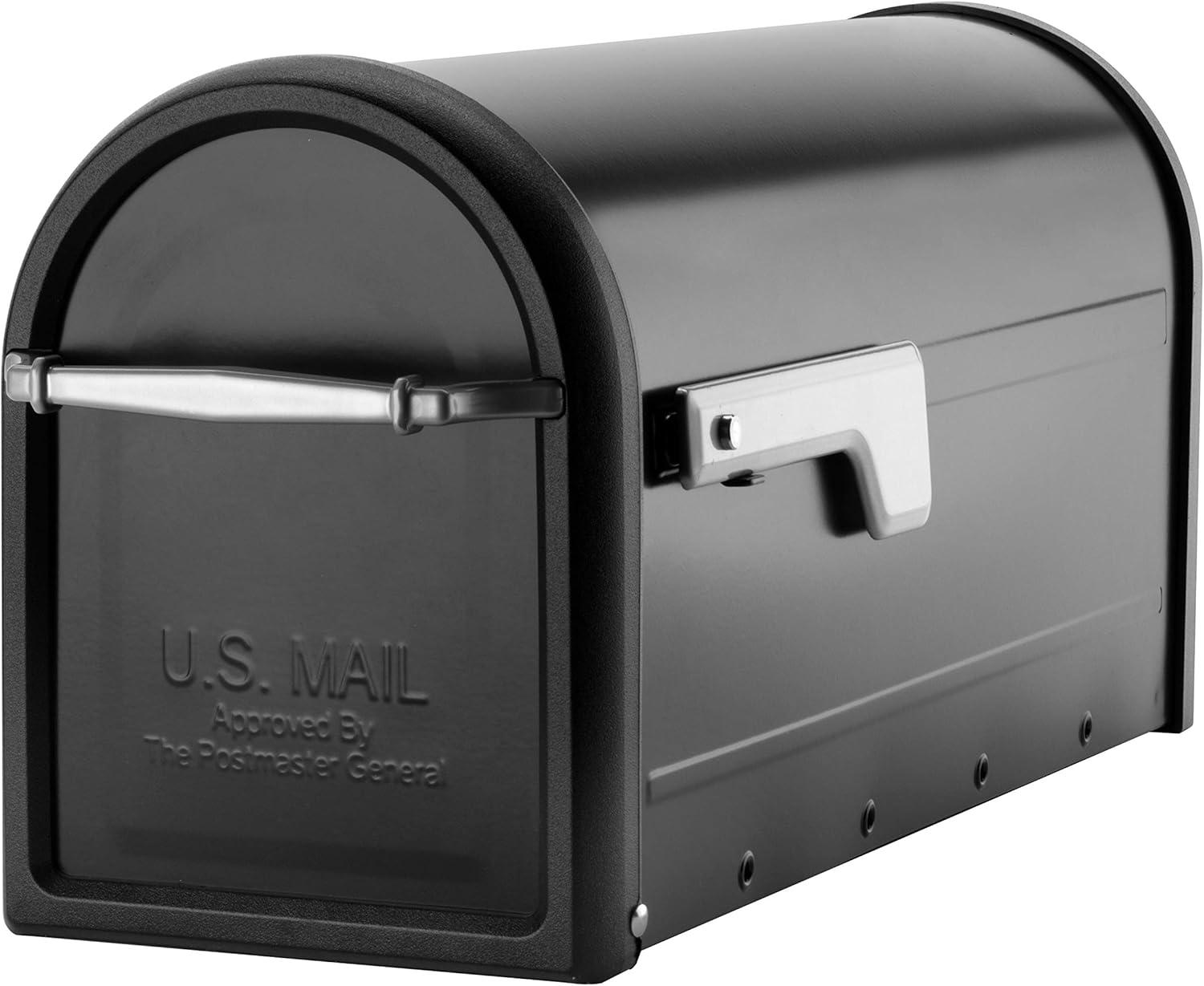 Chadwick Post Mount Mailbox Black with Nickel Flag