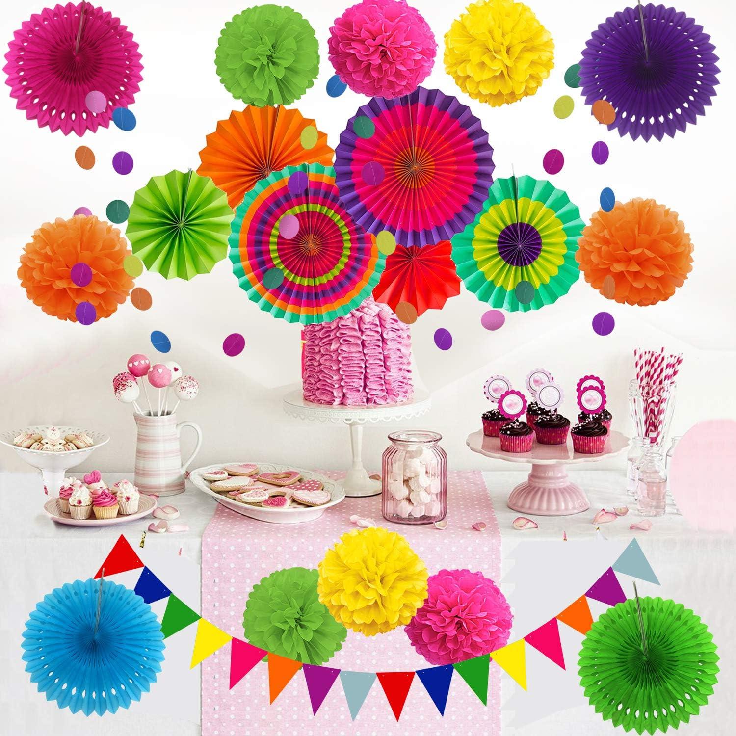 Vibrant Multicolor Paper Party Decoration Set for Birthdays