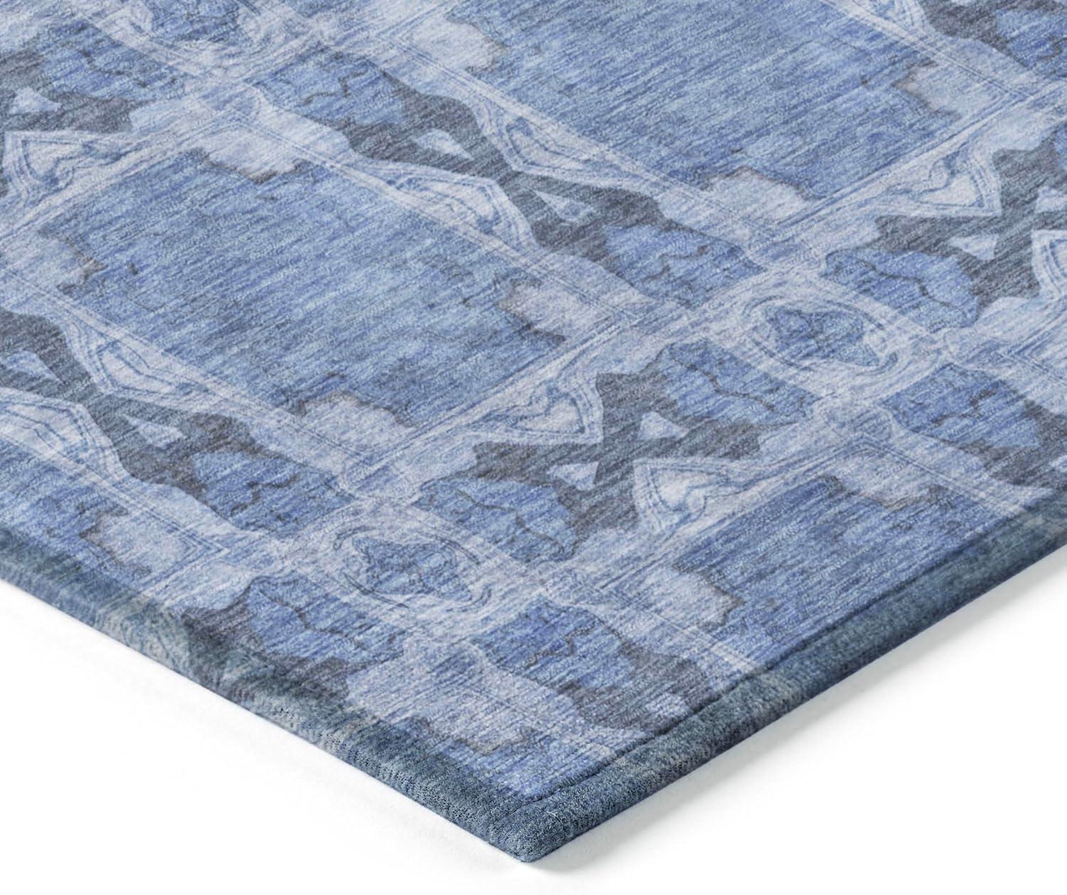 Denim Blue Flat Woven Synthetic 5' x 7'6" Area Rug