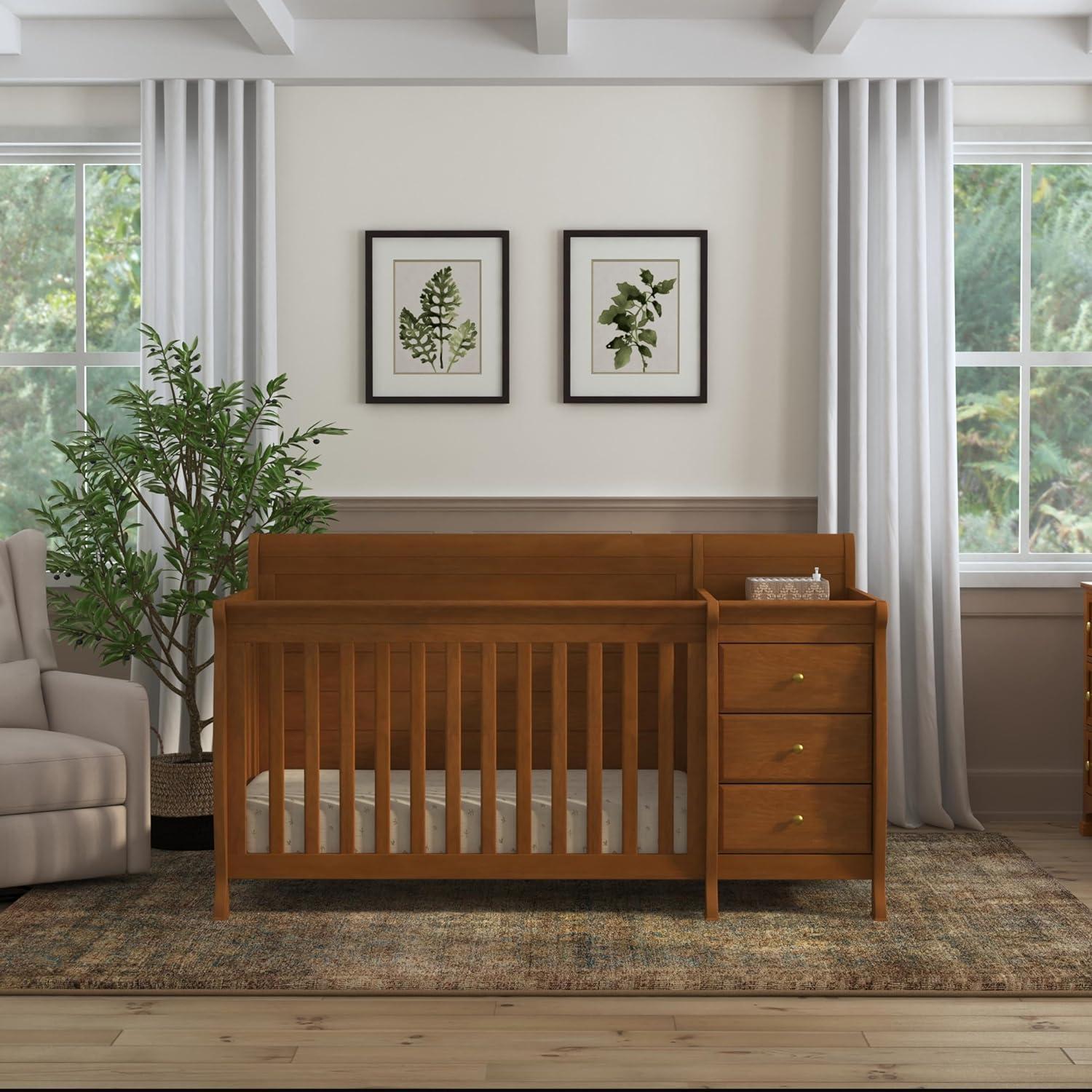 Kalani Chestnut 4-in-1 Convertible Crib with Changer