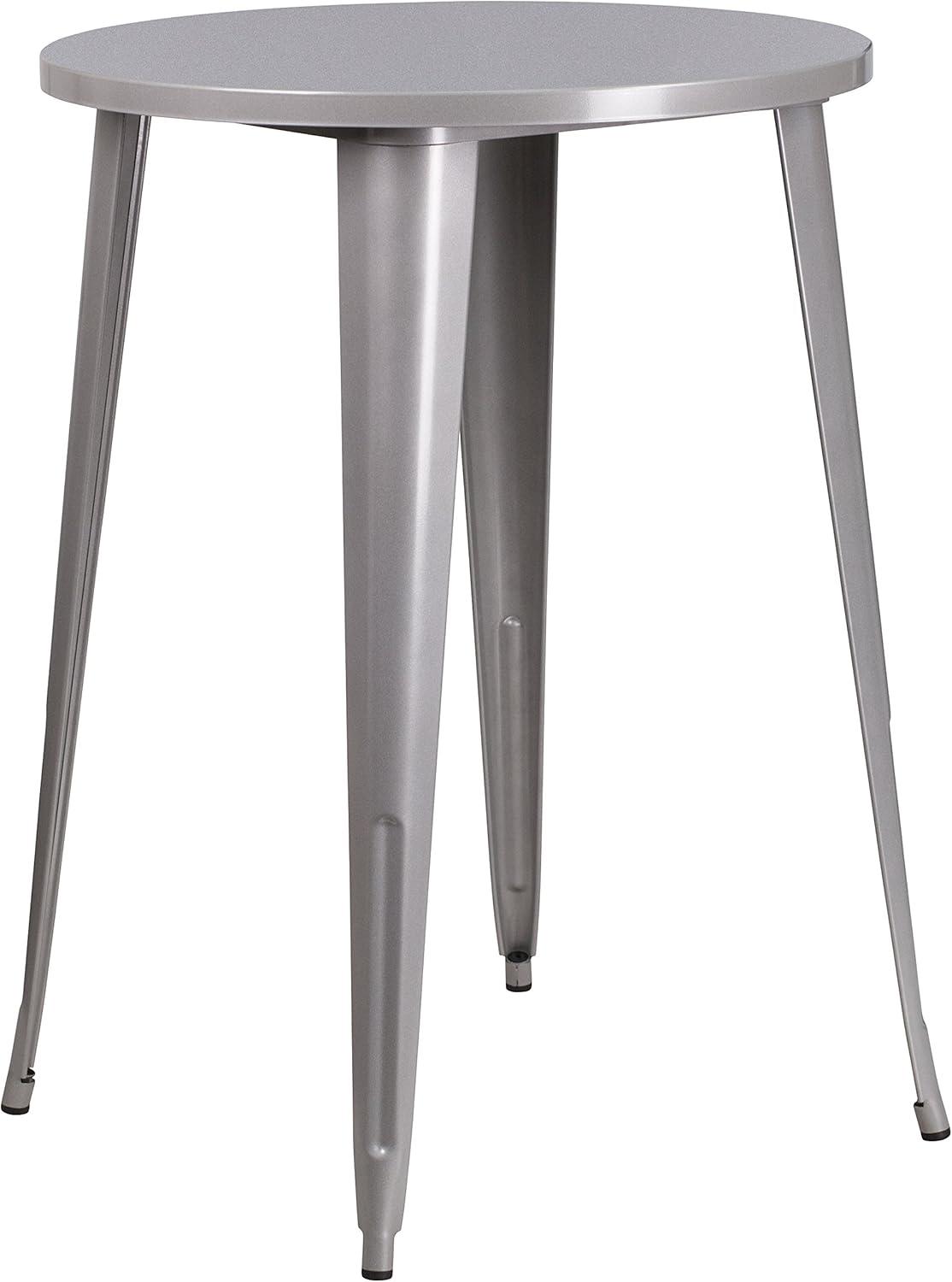 Flash Furniture Commercial Grade 30" Round Silver Metal Indoor-Outdoor Bar Height Table