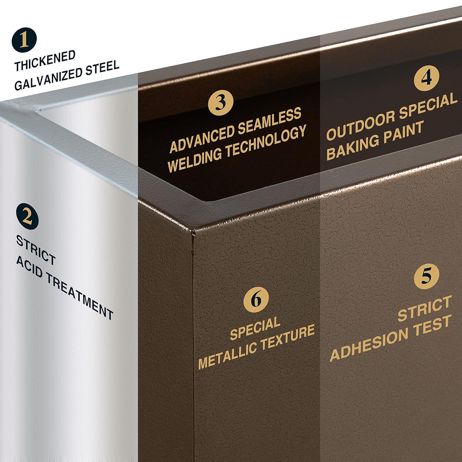 Metallic Heavy Planter for Outdoor Plants, 38Lx10Wx30H Inches Tall and Long Metal Divider Planter Box - 38"x30"x10" Espresso